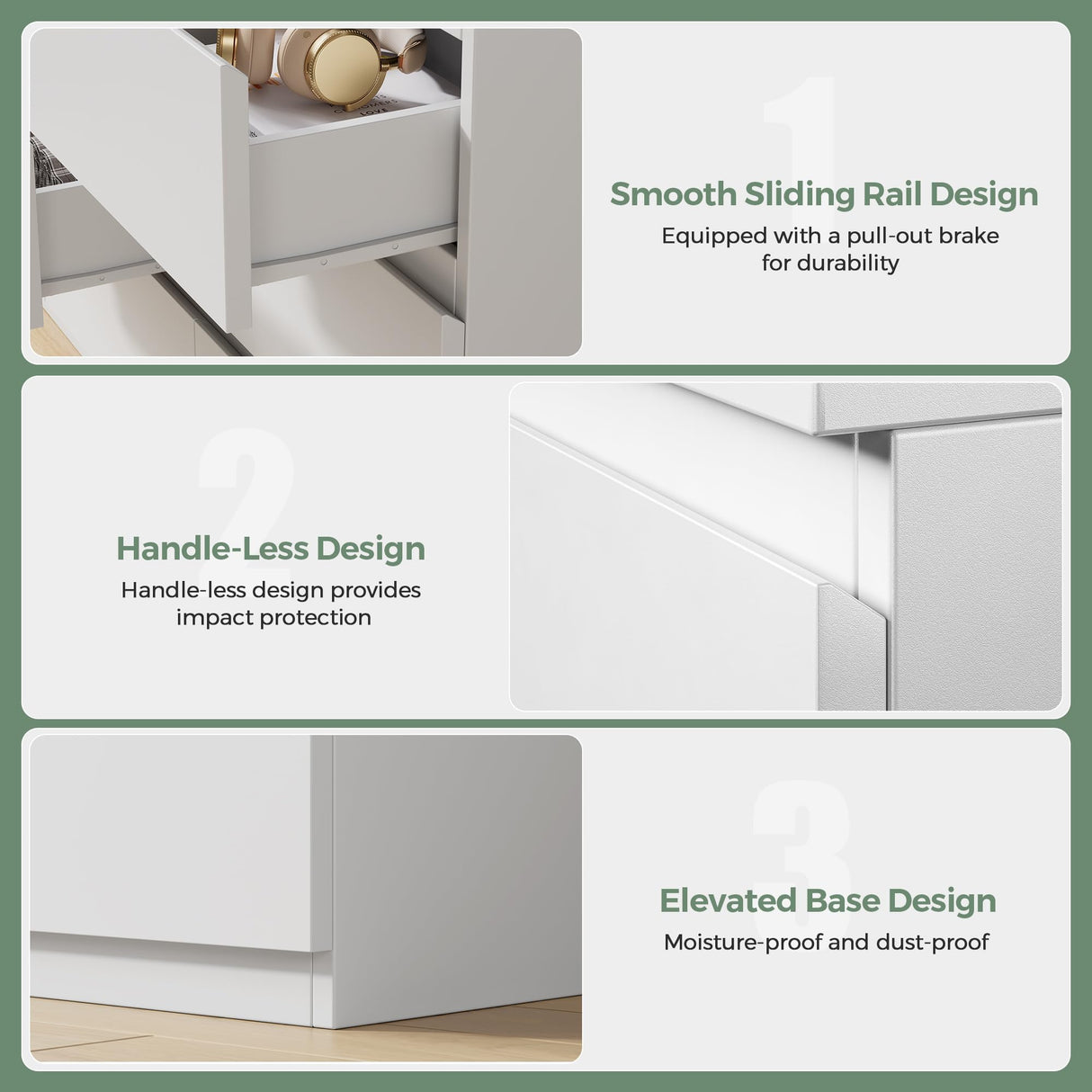 Jocoevol Modern White 9 Drawer Dresser for Bedroom, Simply Chest of Drawers, Wood Storage Dresser with Deep Drawers for Living Room Hallway Entryway, White Jocoevol