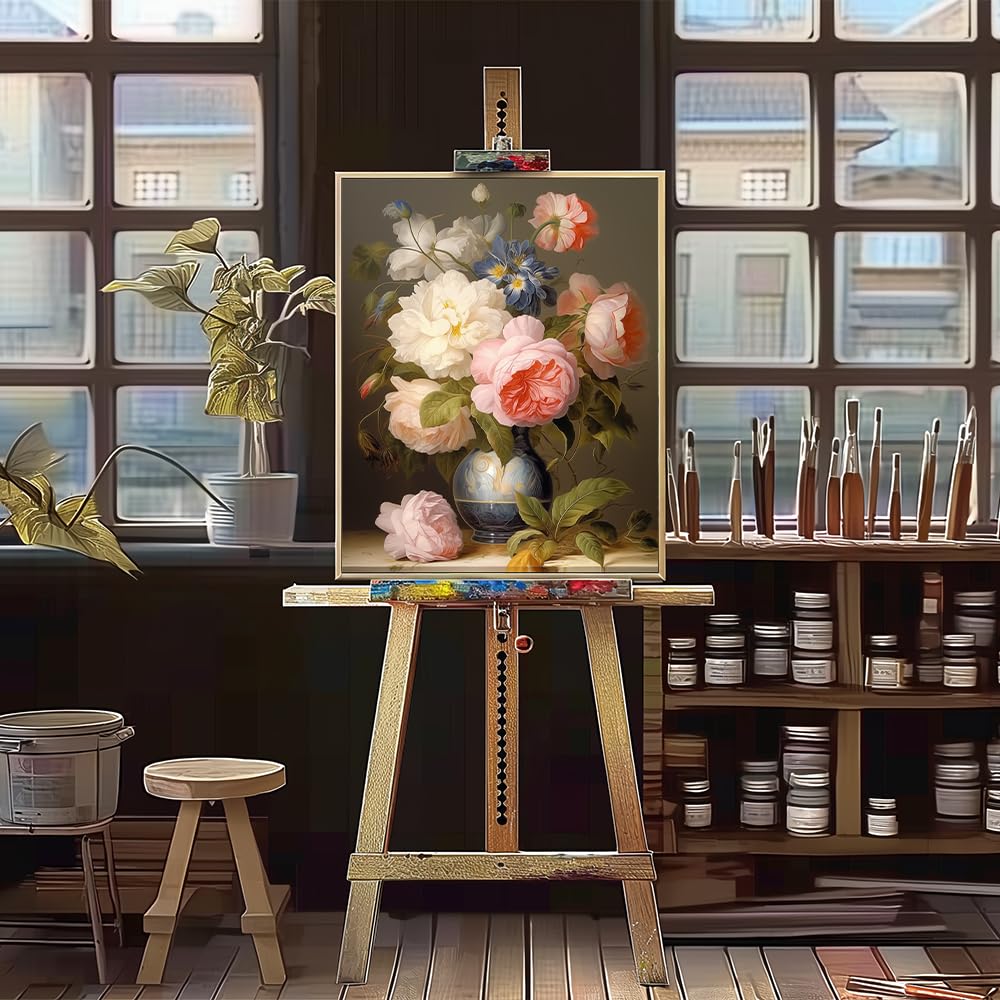 Natuyalo Paint by Numbers for Adults - DIY Adult Paint by Number Kits Painting on Canvas Flowers in Vase Painting by Numbers for Beginners, Plant Art Craft Kits for Adults (16x20 Inch) Natuyalo