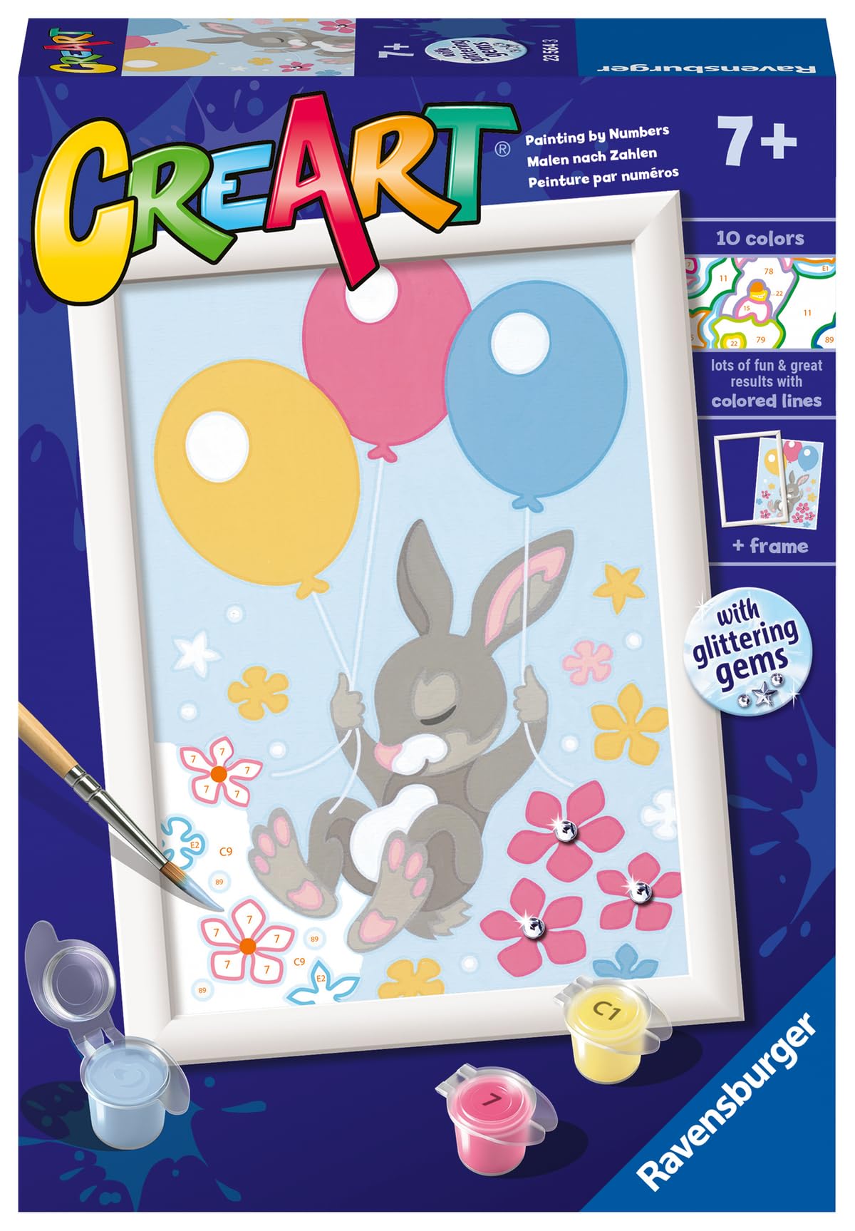 Ravensburger Flying Bunny Paint by Numbers Kit for Kids - 23564 - Painting Arts and Crafts for Ages 7 and Up Ravensburger