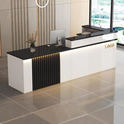 Modern Reception Desk, Commercial Receptionists Desks, L-Shaped Reception Desk with Counter & Lockable Drawers, Retail Checkout for Lobbies Salon Office SOHO Shop (H - Left, L 160cm/63in)