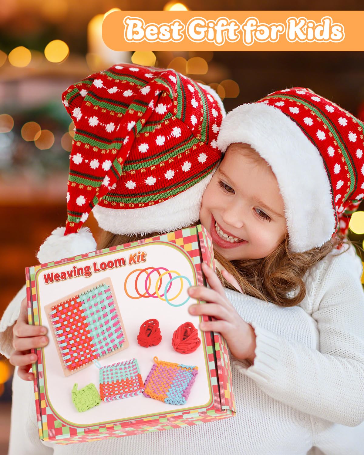 Coopay Weaving Loom Kit, Wooden Potholder Loom Kit with 192 Weaving Loops, Step-by-Step Instruction, Art and Crafts for Kids anf Adults, Ideal Gift Coopay