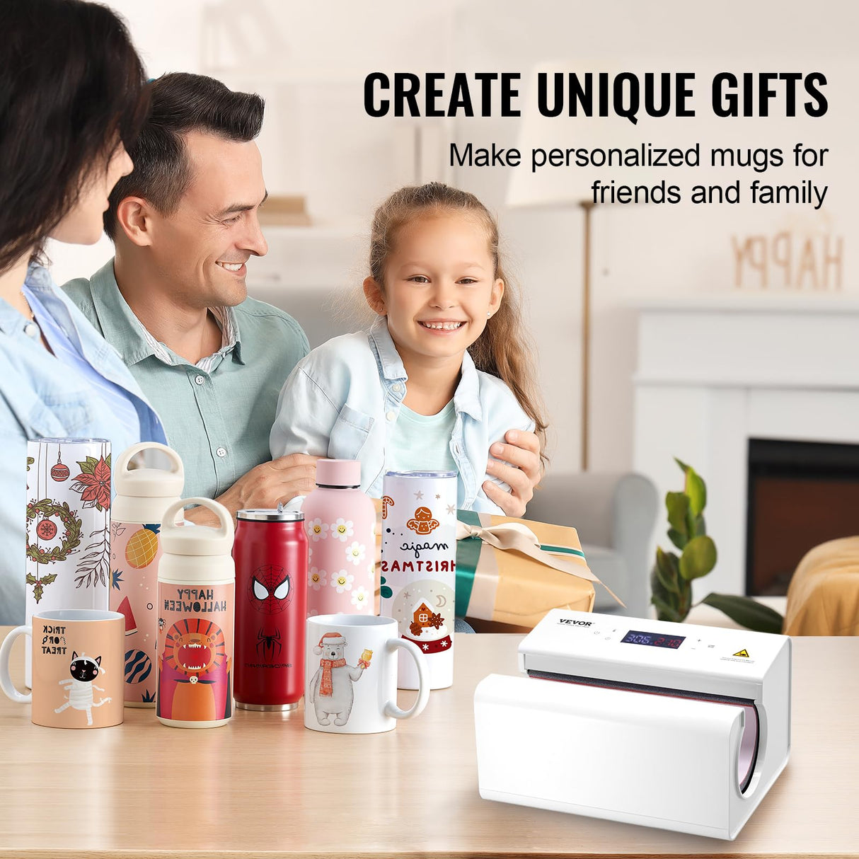 VEVOR Auto Tumbler Heat Press Machine, Mug Heat Press with Temp and Time Setting, Even Heating for 11-30oz Sublimation Tumblers, Mug, Cups (White) VEVOR