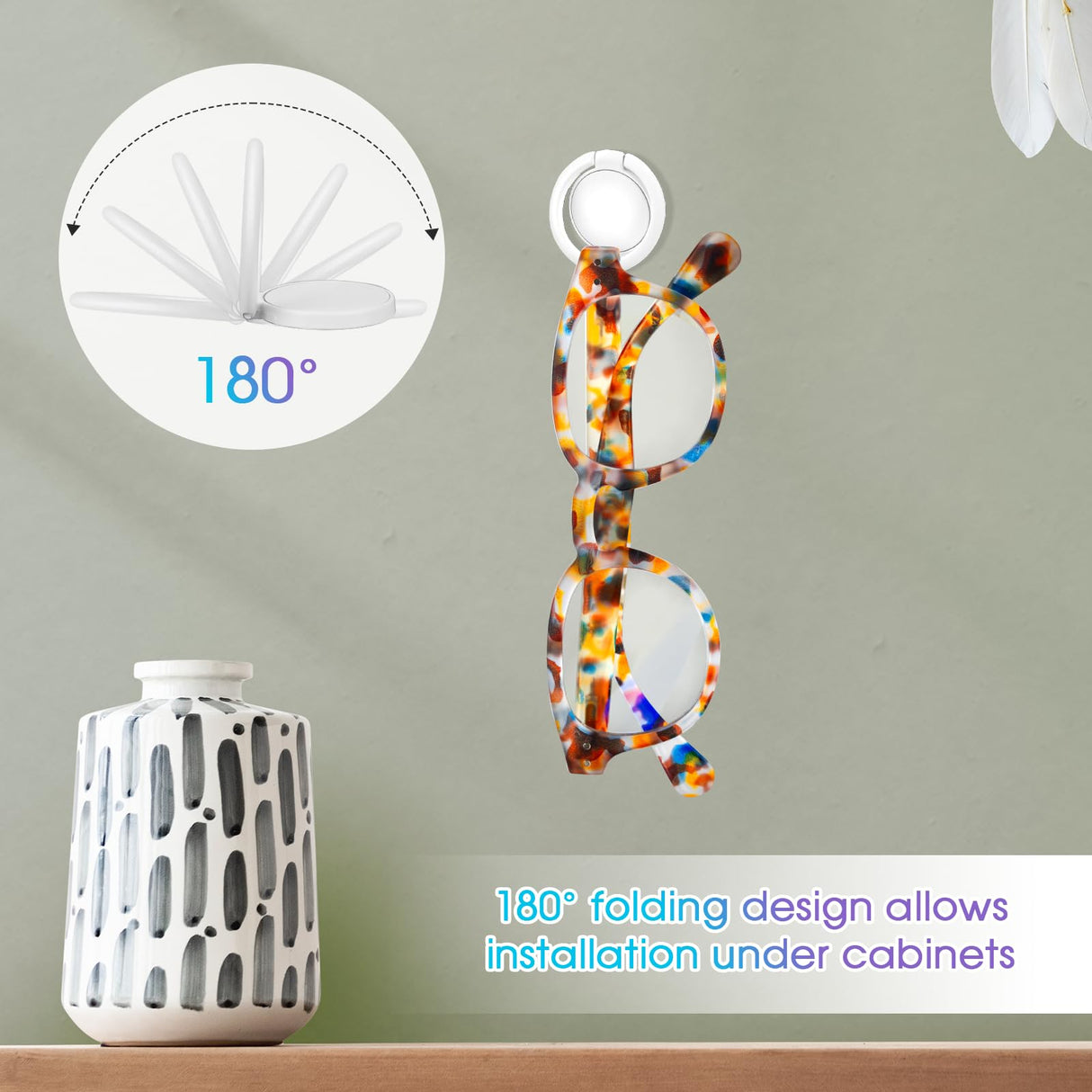 Hariendny 8 Pack Sunglasses Organizer Wall Mounted Sunglasses Holder Wall Hanging Glasses Organizer Eyeglass Holder (White) Hariendny