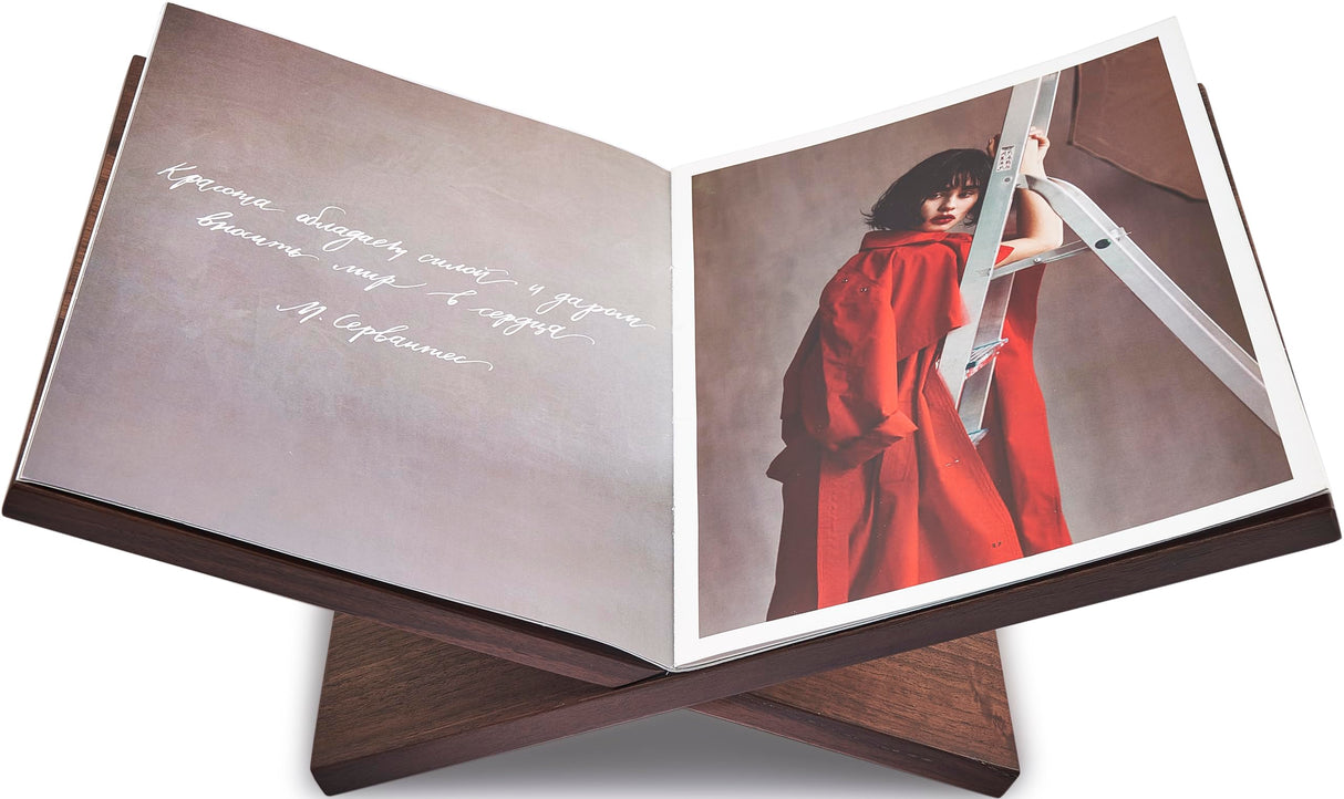 Honygebia Solid Wood Book Stands - Cross Frame Walnut Wooden Book Holder, Open Bookstand for Display and Reading, Suitable for Art, Bible, Cookbook, Easel, Magazine, Textbooks Honygebia