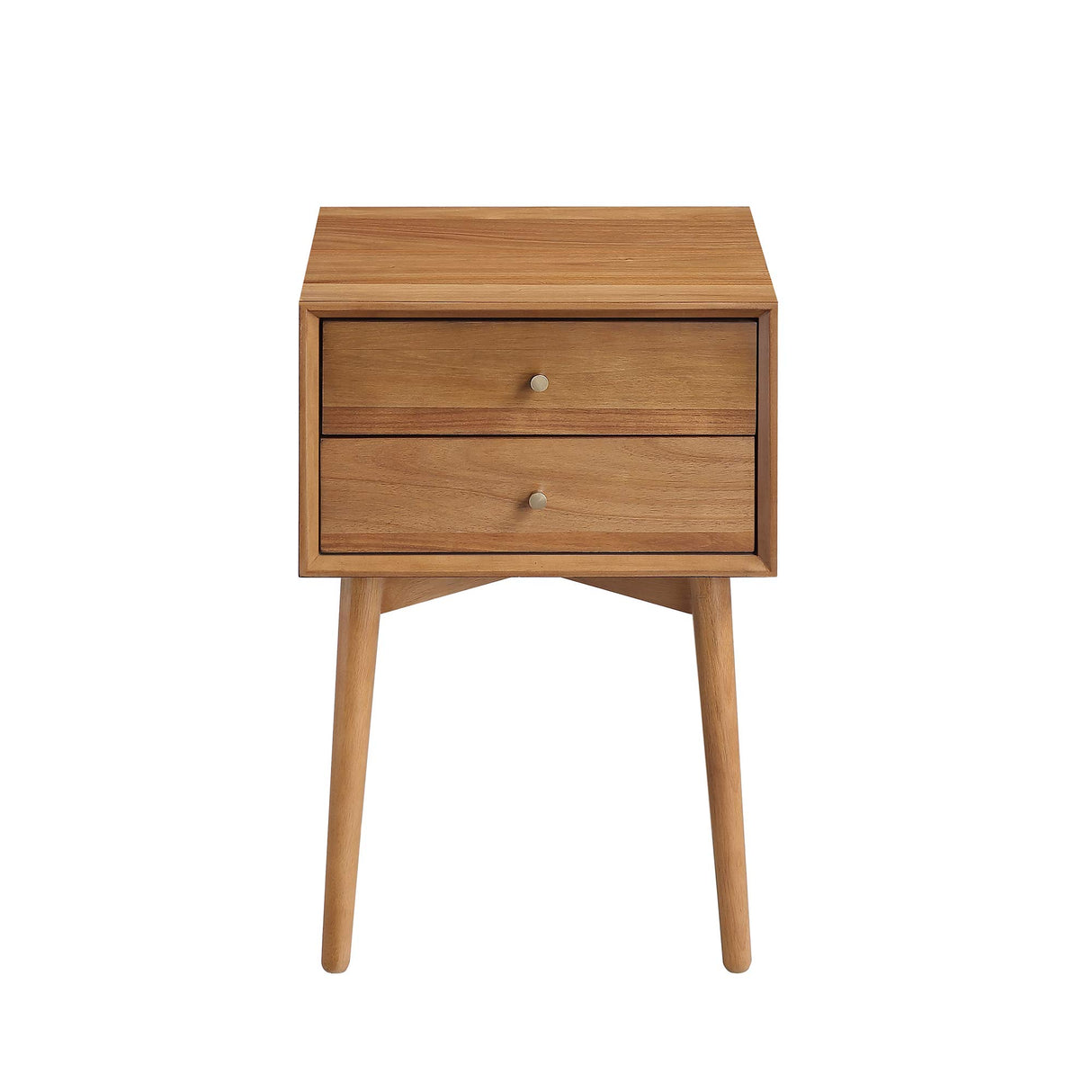 Nathan James 32704 Harper Mid-Century Oak Wood Nightstand with 2-Drawers, Small Side End Table with Storage, Brown Nathan James