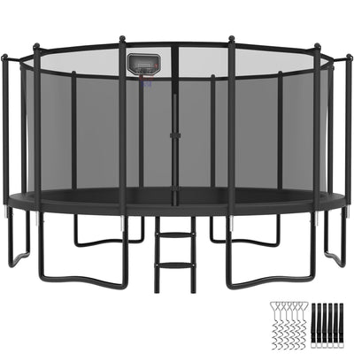 YORIN Tranpoline 14FT, Outdoor Tranpoline for Kids and Adults 1400LBS Tranpoline with Basketball Hoop, Enclosure Net, Back Yard Heavy Duty Recreational Tranpolines, ASTM Approved