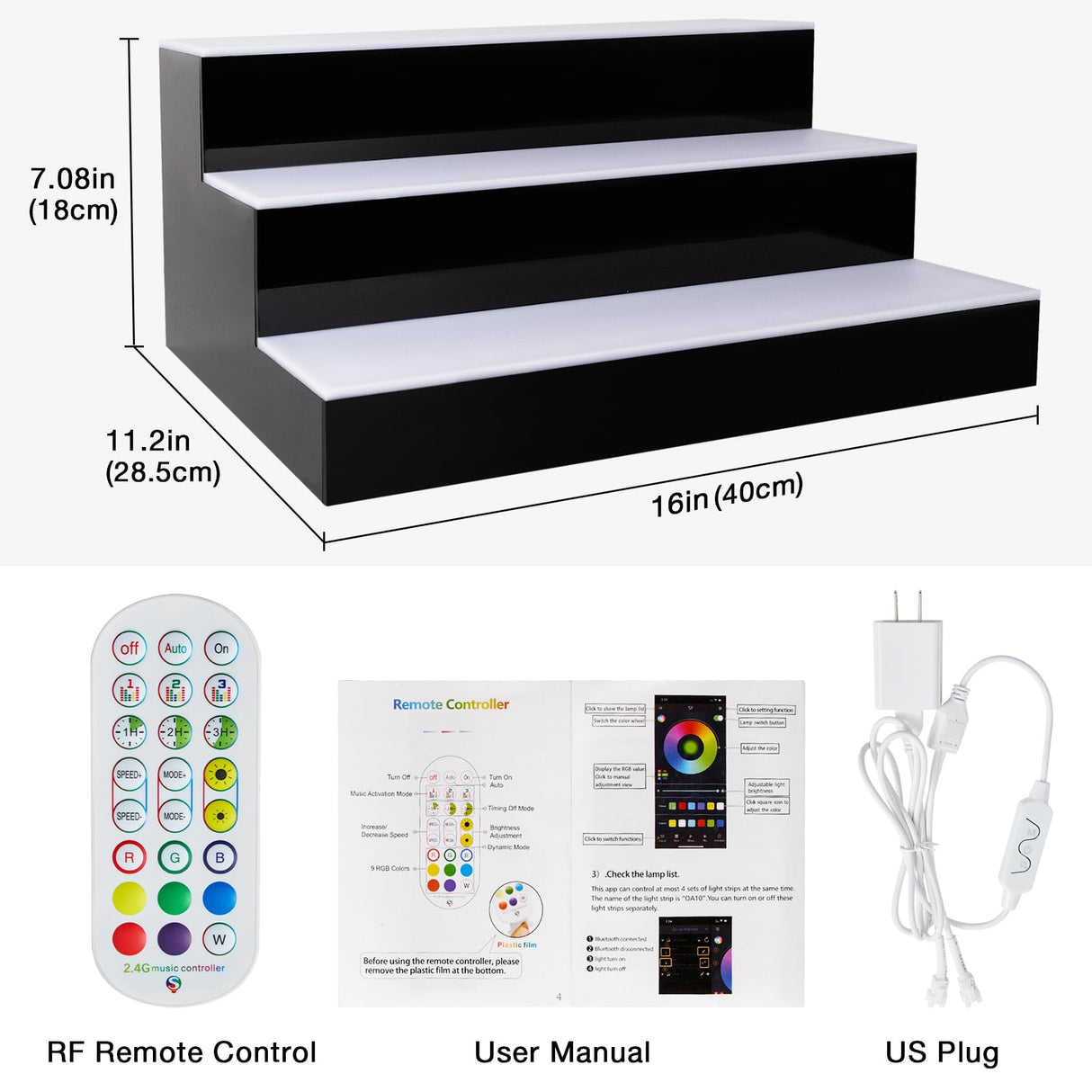 ClarityCraze LED Lighted Liquor Bottle Display Shelf, 3Tiers 16Inch Bar Bottle Display Shelf with Remote and App Control for Home Bar Party Whiskey Wine Coffee Syrup Water Bottle Display ClarityCraze