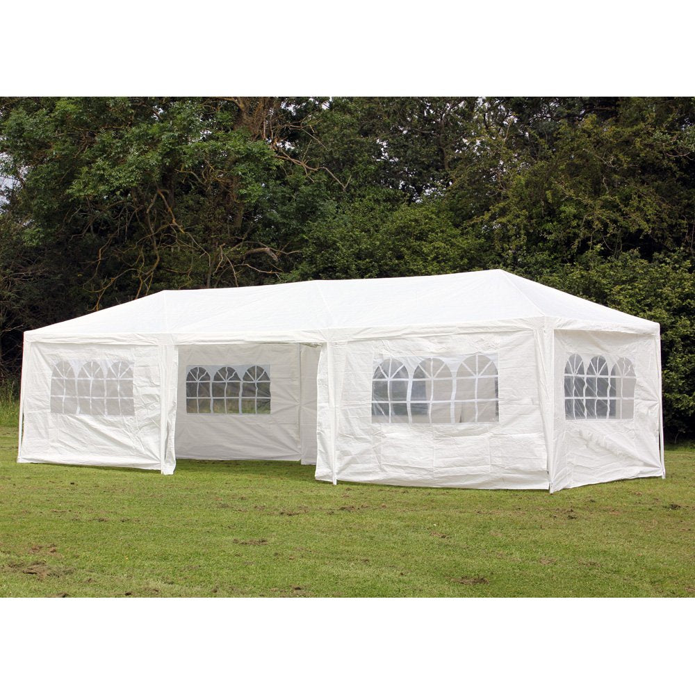 Palm Springs 10 x 30 Foot White Party Tent Gazebo Canopy with Sidewalls Palm Springs