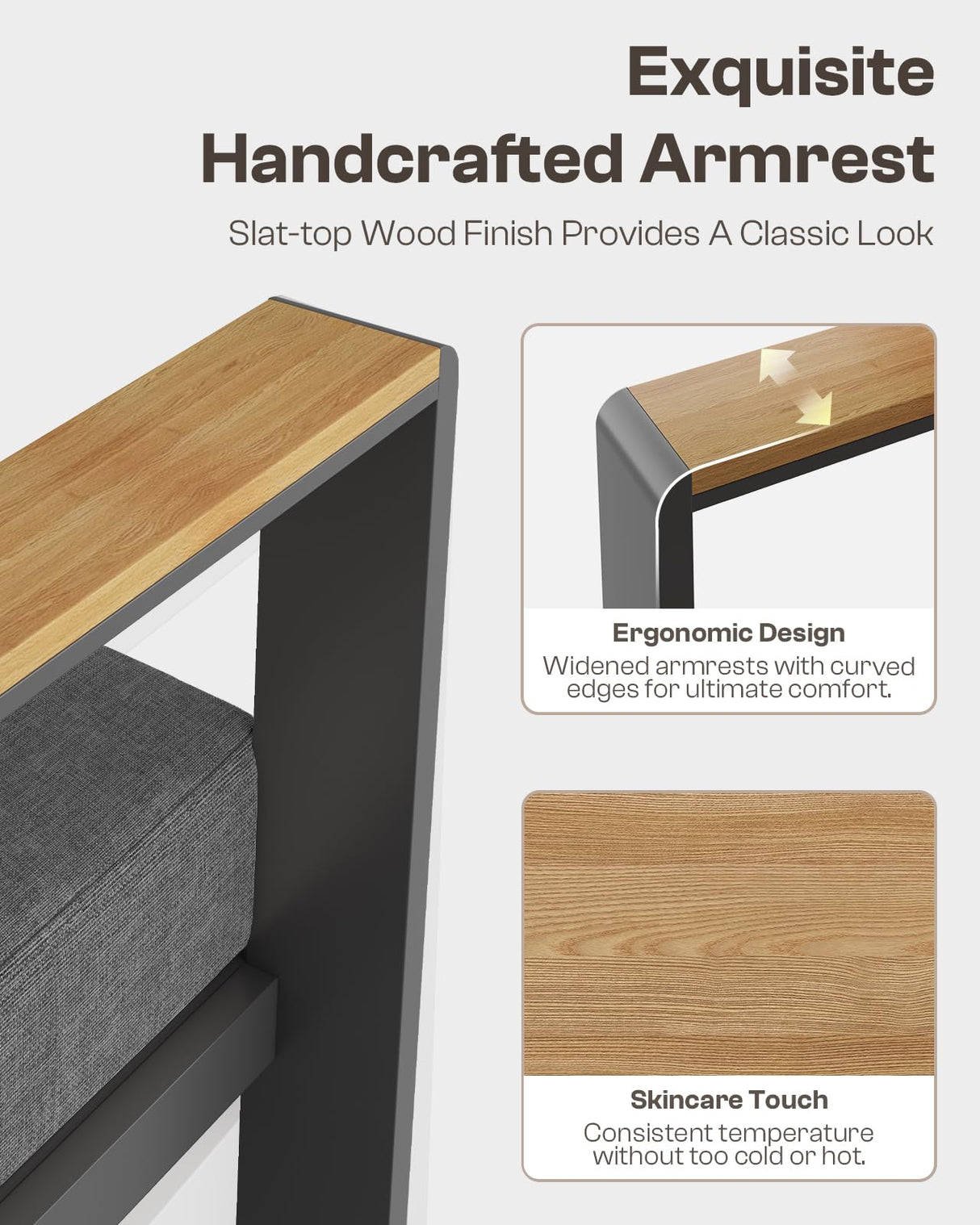 Oasbira Aluminum Outdoor Patio Furniture Set with Coffee Table, 5 Piece Patio Conversation Sets with Washable Thick Cushions, Outdoor Sectional Furniture Set for Porch, Balcony, Deck, Yard, Graphite Oasbira