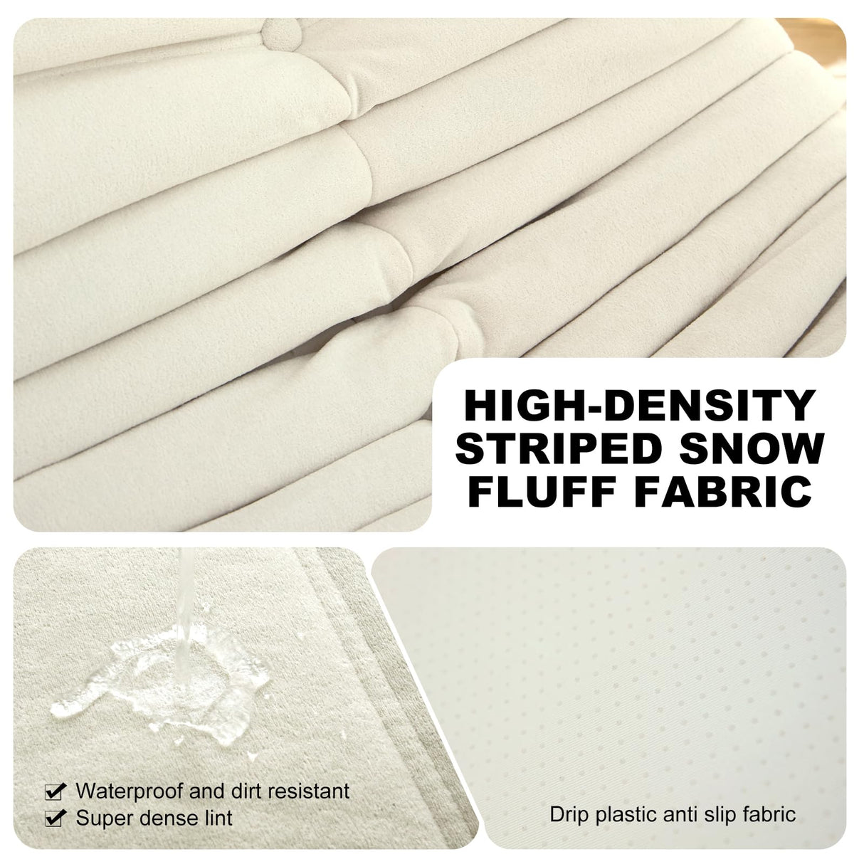 Full Foam Loveseat Sofa,Adults Bean Bag Chairs Floor Couch with Soft Waterproof Fabric,Armless Fireside Lounge Chair for Living Room,Apartment and Office (Whtie) Snug Sofee