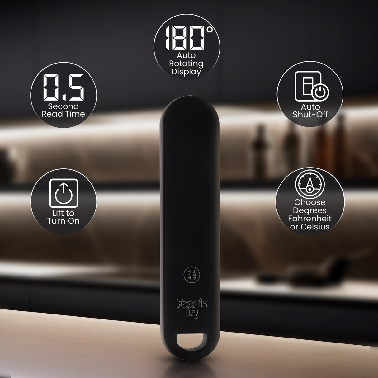 Thermocouple Food Thermometer, <1 Second Response time, ยฑ0.5ยฐF Accuracy, IP67 Waterproof, Magnetic, Auto-Rotate Digital Thermometer for Cooking, Oven, Grill, BBQ, Liquid, Brewing, Tea, Candy Foodie IQ