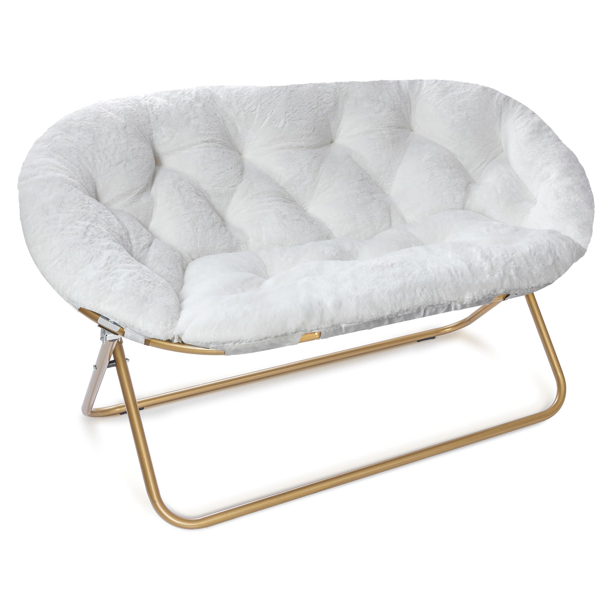 Milliard Double Cozy Chair/Faux Fur Saucer Chair for Bedroom/X-Large Loveseat, White Milliard
