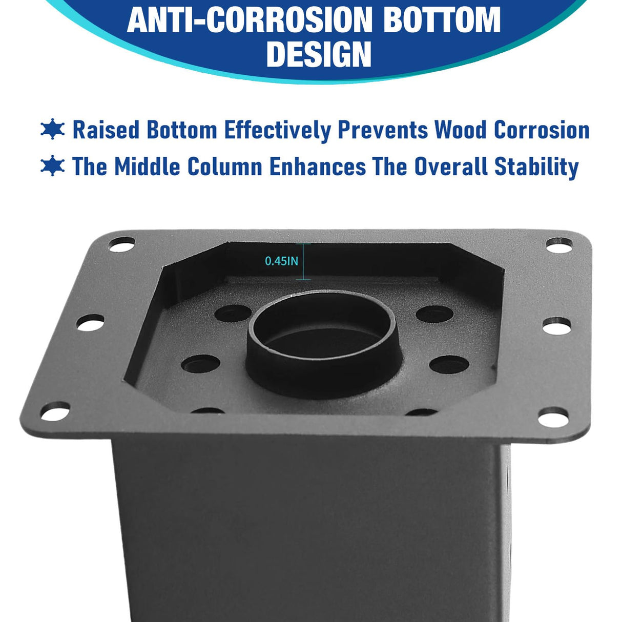 4x4 Post Base, 8 Pcs Post Brackets (Inner Size 3.6"x3.6") Black Powder-Coated Heavy Duty 4x4 Post Bracket for Deck Railing Kits ,Patio Post Anchor Porch, Handrail, Pergola and Mailboxes XIHUWZ