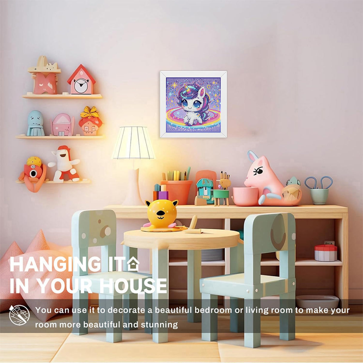 Animal Diamond Art Kits for Kids with Wooden Frame, Unicorn Diamond Art for Kids with Beautiful Package, Arts and Crafts for Kid Ages 8-12(7x7inch) WEMEON