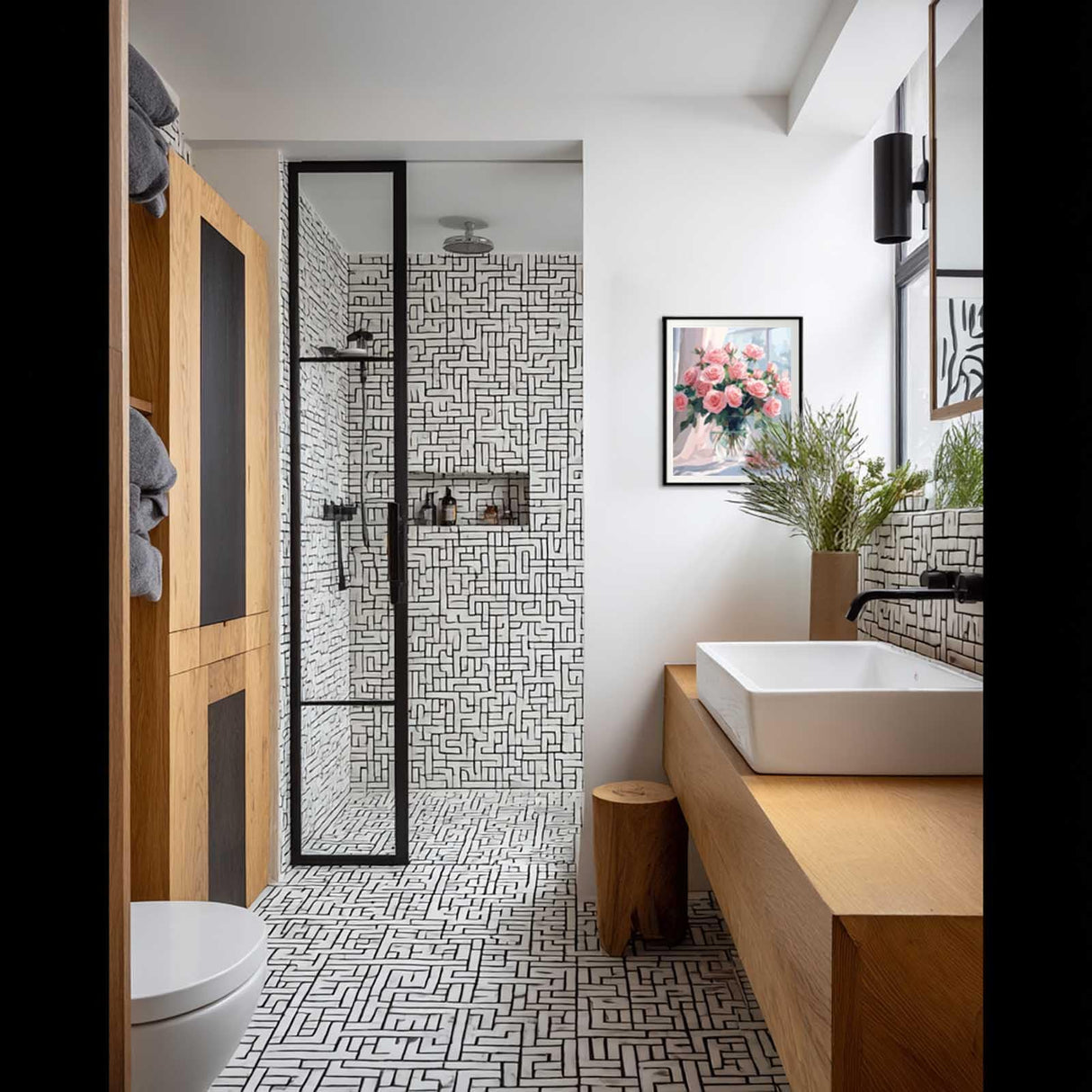 Pink Roses Paint by Numbers for Adults, Flowers in Glass Vase Paint by Number Kits, Window Landscape Wall Art, Floral Flower DIY Acrylic Painting, Home Wall Decor(16x20inch, No Frame) zouewit