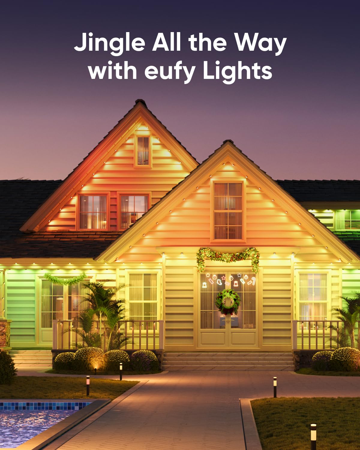 eufy Permanent Outdoor Lights E22, 100ft with 60 Triple-LED Lights, Smart RGBWW for Christmas, Daily and Holiday, IP67 Waterproof, AI Lighting Themes for Christmas Decorations, Links with Cameras eufy