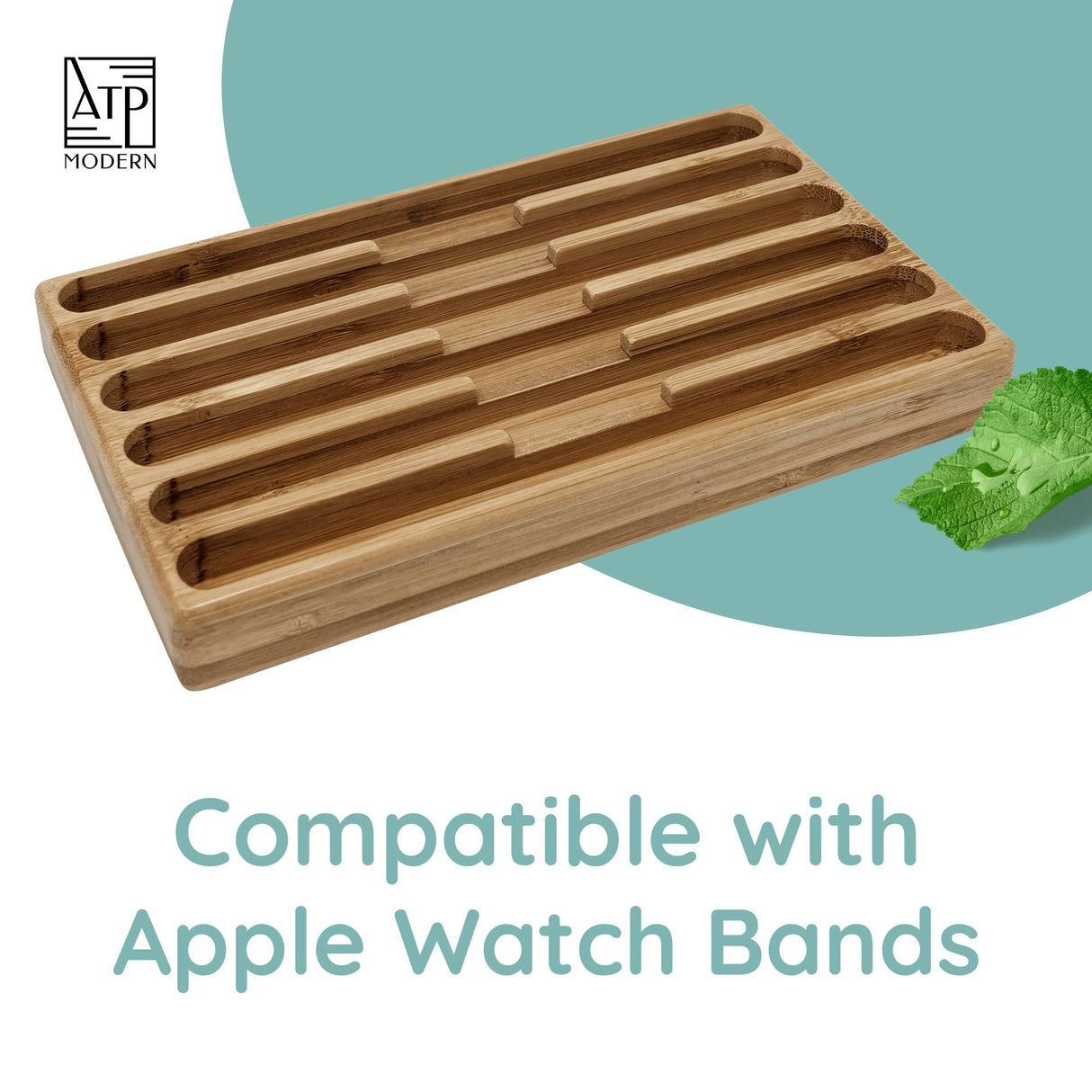 ATP MODERN Wooden Watch Band Organizer - Works with All Apple Watch Bands - Watch Band Holder - Wooden Watch Stand Display - Compatible with All Apple iWatch Bands - Solid Wood Design ATP MODERN