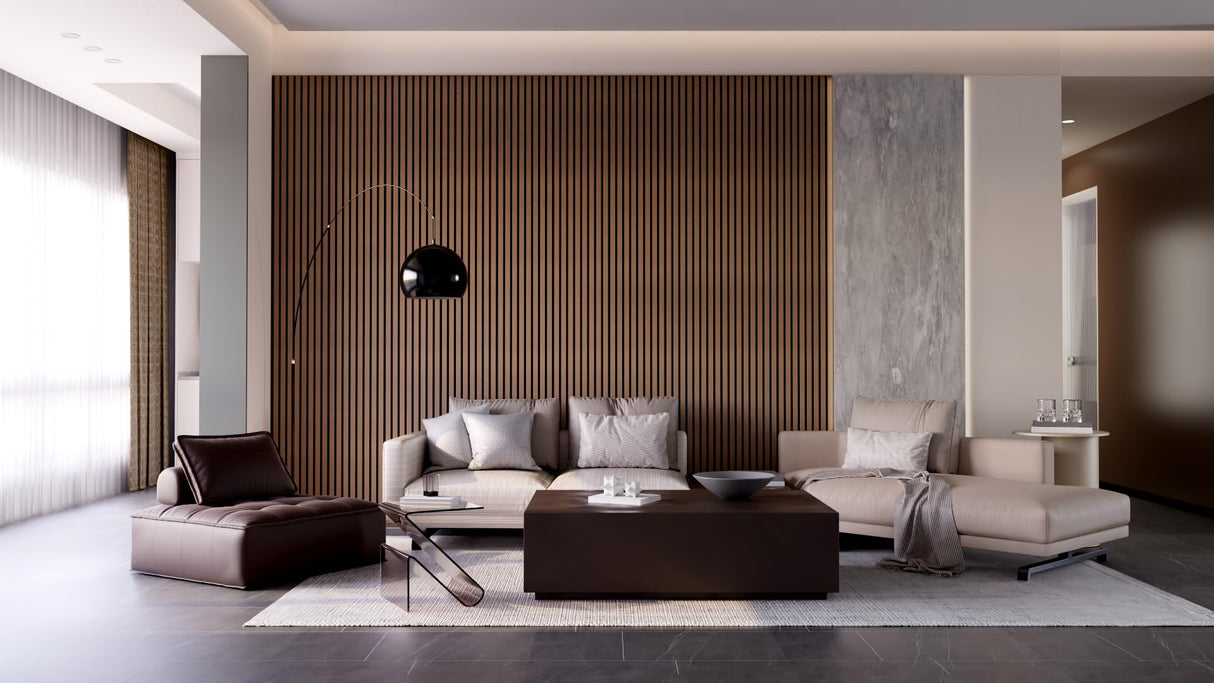 Wood Wall Panels, 2-Pack 94.5" x 12.6" Soundproof Wall Panels, Wood Slat Wall Panels for Wall Decor, Walnut AEVDOY