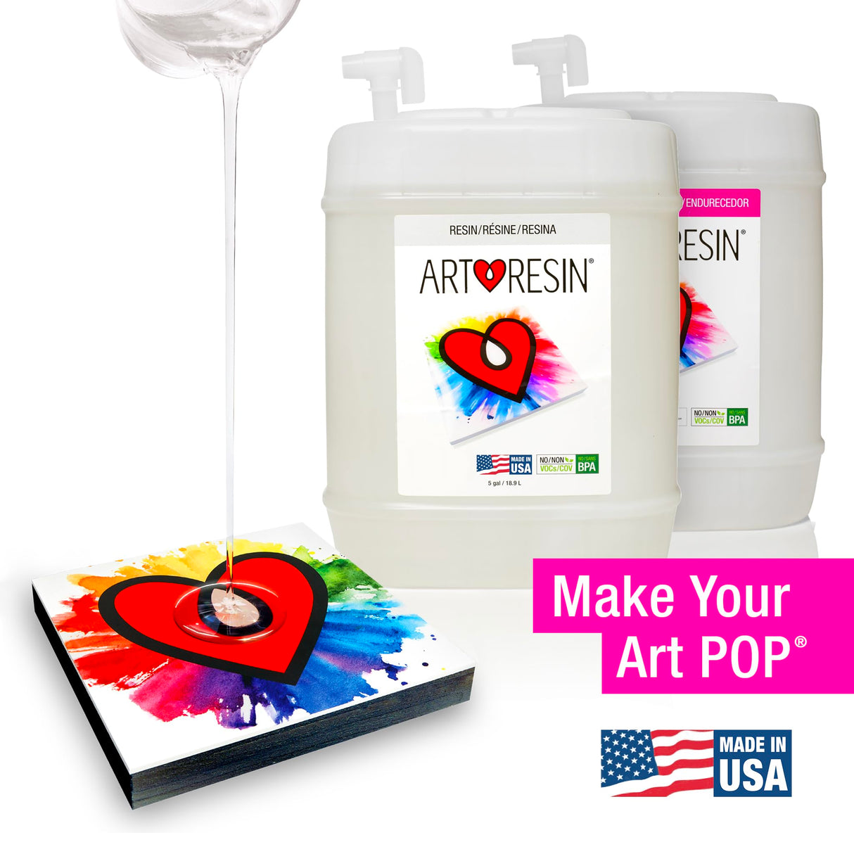 ArtResin - Epoxy Resin - Clear - Non-Toxic - 10 gal (5 gal Resin + 5 gal Hardener) (37.85 L) ArtResin
