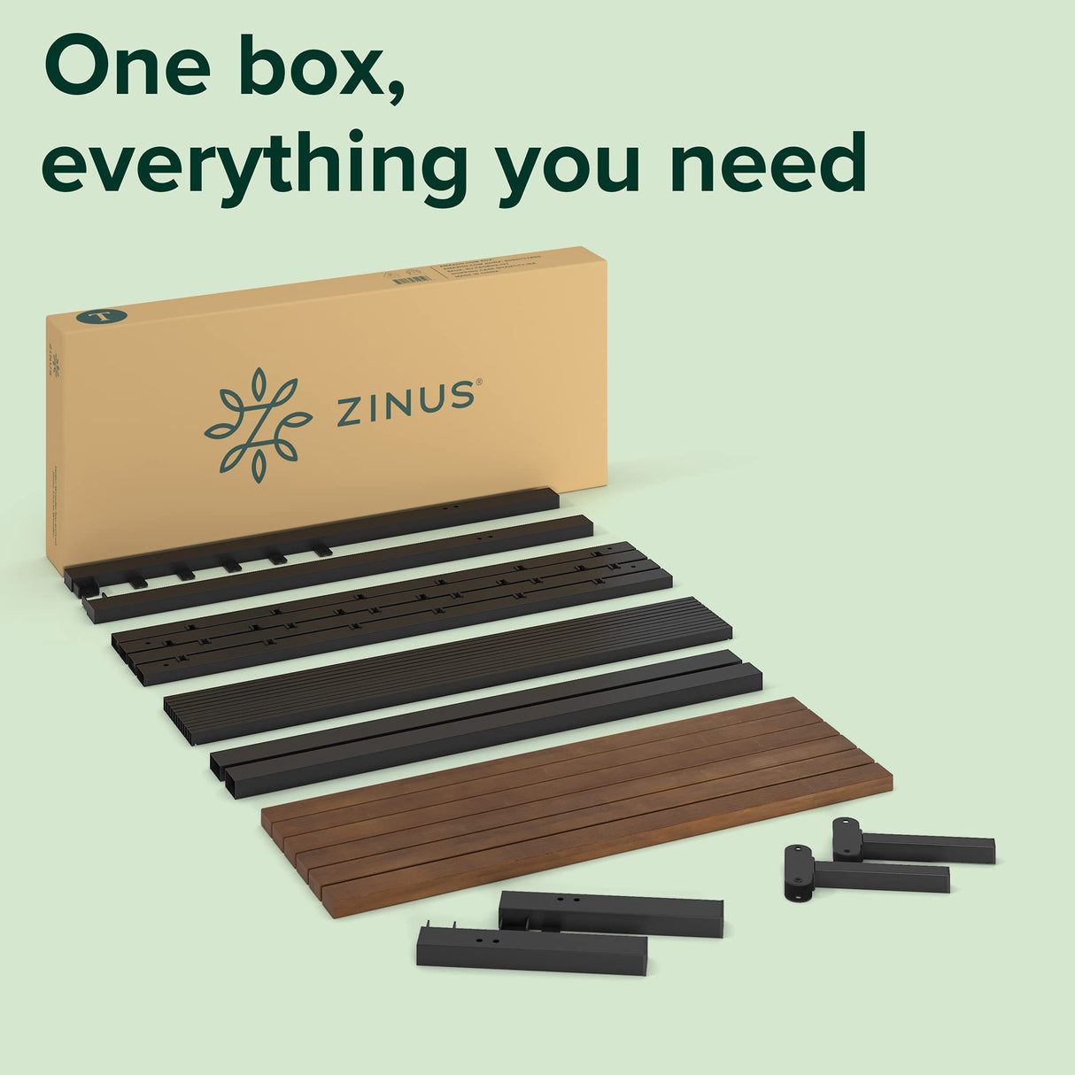 ZINUS Kai Bamboo and Metal Platform Bed Frame with Headboard, No Box Spring Needed, Easy Assembly, Twin, Brown Zinus