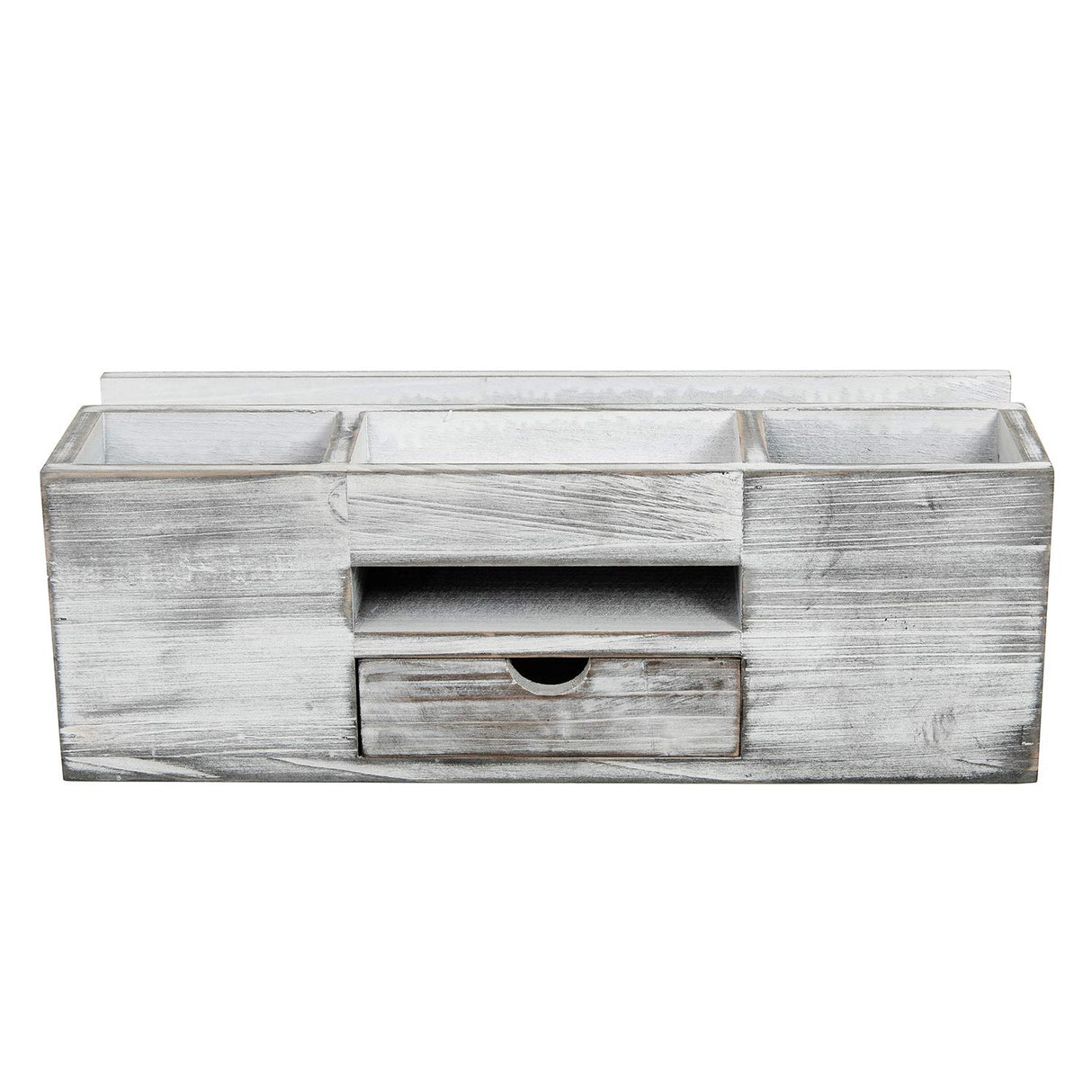 Liry Products Whitewashed Wooden Desktop Organizer Multiple Compartments Rack Shelf Drawer Tabletop Wood Storage Cabinet Office Supplies Caddy Document Stationery Holder Accessory Sorter Vanity Home ExoLiry