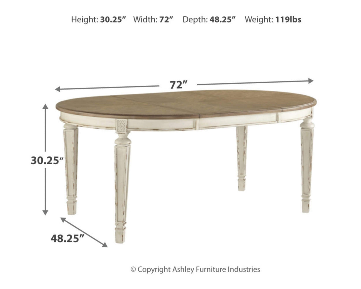 Signature Design by Ashley Realyn French Country Oval Dining Room Extension Table, Chipped White Signature Design by Ashley