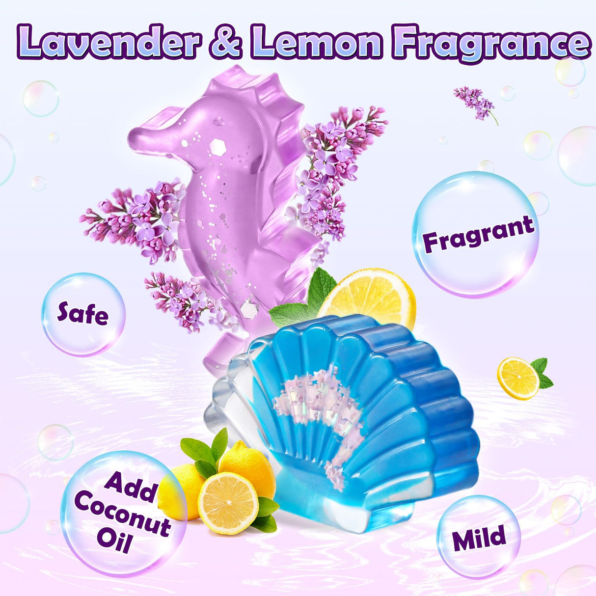 Golray Mermaid Soap Making Craft Kit Kids Toy, 18 Model, 6 Ink, 2 Essential Oil Supply, Art and Craft for Kid Girl Age 8-12 Year Old Ocean Animal Toy Birthday Gift, DIY Science Kits (Create 16+pcs) Golray