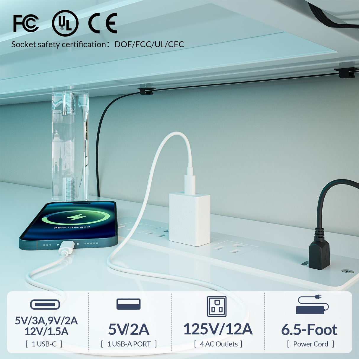 BELLEZE 70" TV Stand for TVs up to 75", LED Light Entertainment Center with 36" Electric Fireplace Heater, Storage Cabinet with USB AC Outlet, Media Console Table for Living Room - Avenue(White) BELLEZE