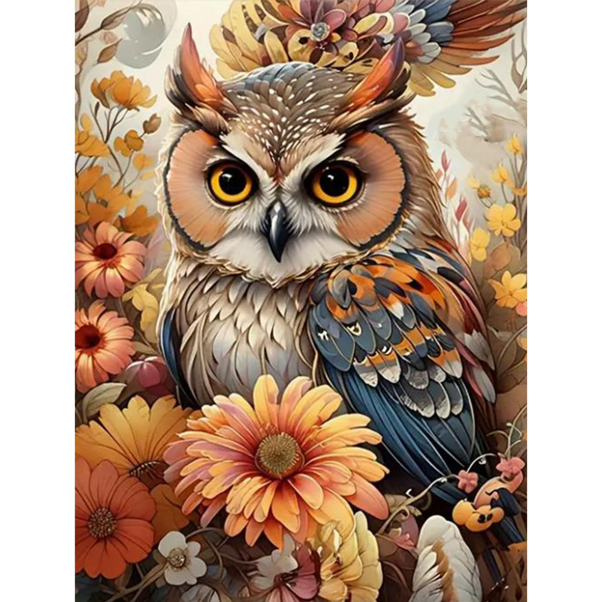 Owl Diamond Art Kits for Adults, DIY Full Drill Animal Diamond Painting Kit for Beginners, 5D Embroidery Craft Kits with Resin Gems, Home Decor Gift - 12x16 Inch Perycomly