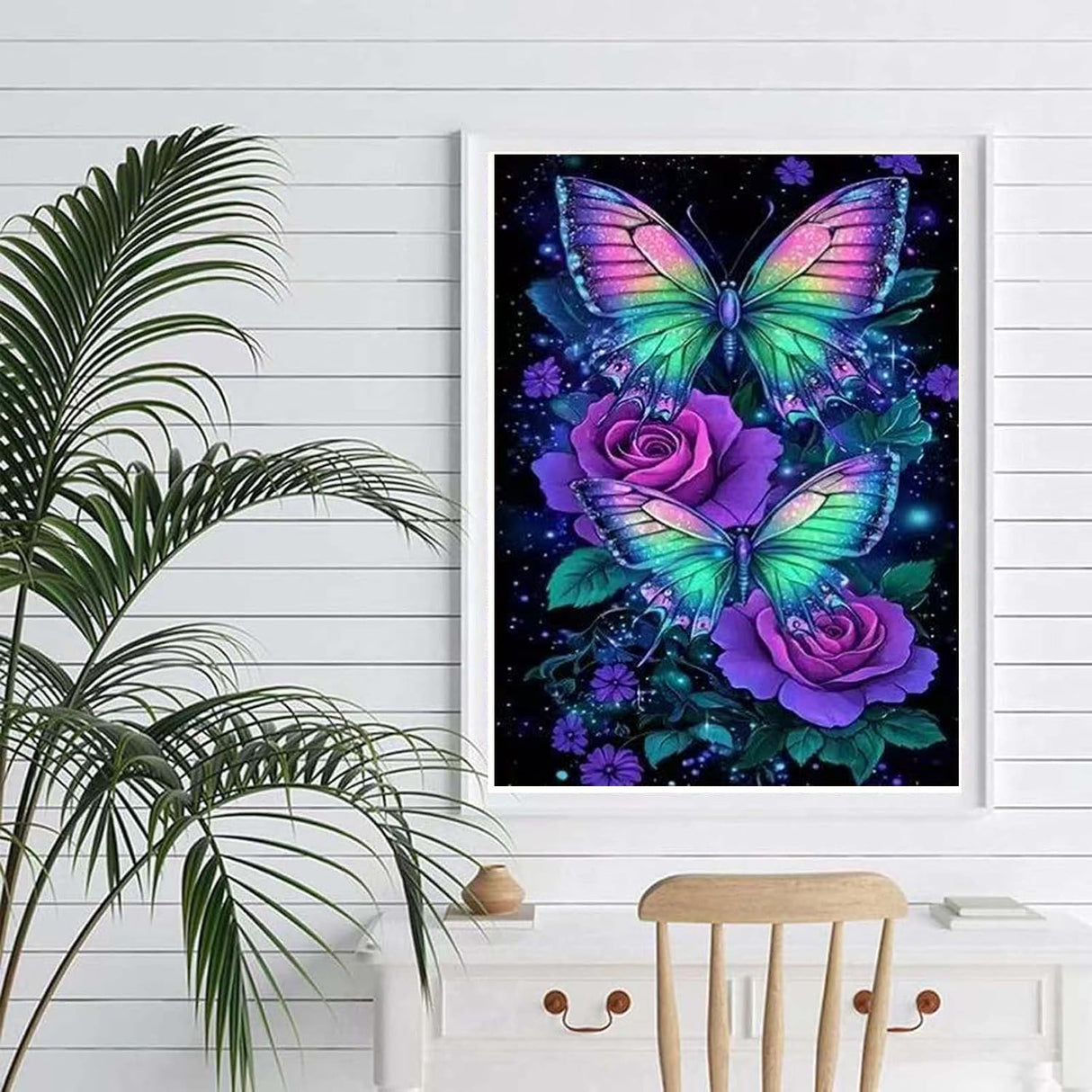 ZHUDENGXJL Butterfly Diamond Painting Kits for Adults,5D Diamond Art for Beginners, DIY Purple Rose Diamond Painting Crafts Arts Kit for Adults, Home Wall Decor 12 X 16 Inch ZHUDENGXJL