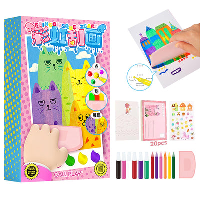 Eptchn Scratch Art for Kids Gift, Squeegee Painting Kits, Magic Dot Paint Paper Set Notebooks, Rainbow Scratch Art Kit Party DIY Gifts for Girls and Boys Ages 6 7 8 9 10 11 +(New English Instructions)