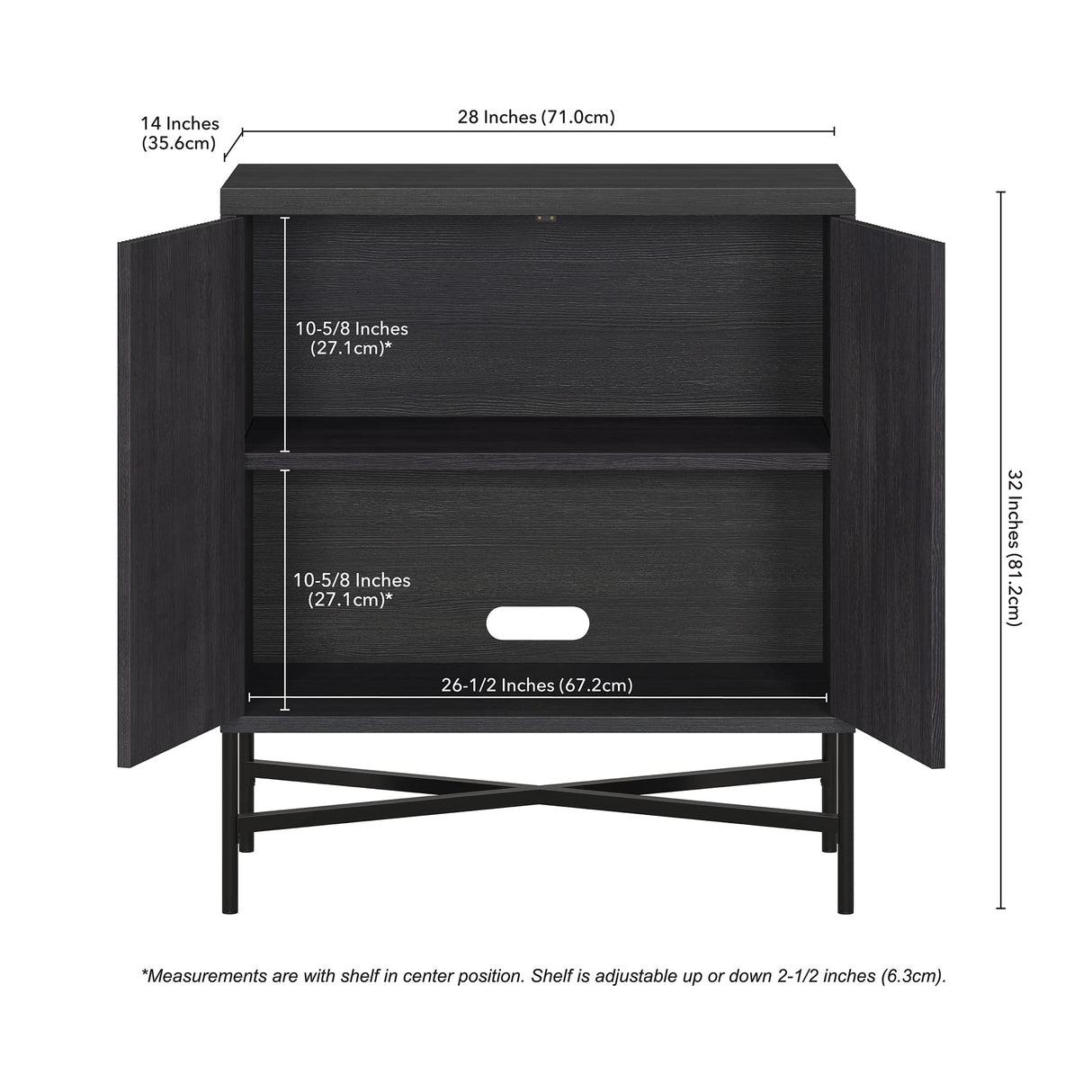 Henn&Hart Brighton Accent Cabinet, 28" Wide, Dark Gray Henn&Hart