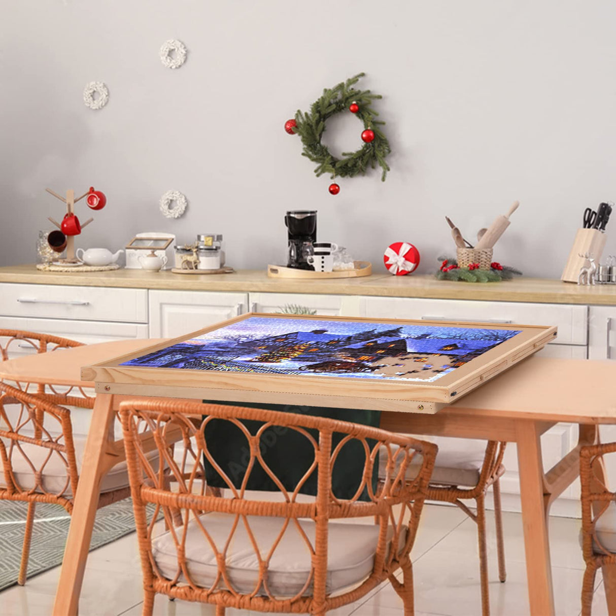 Puzzle Board 1500 Pieces,34.3”x 26.5” Jigsaw Puzzle Table with 4 Drawers and Cover,Portable Puzzle Table with Folding Legs for Adults and Teens RAGOZONERY