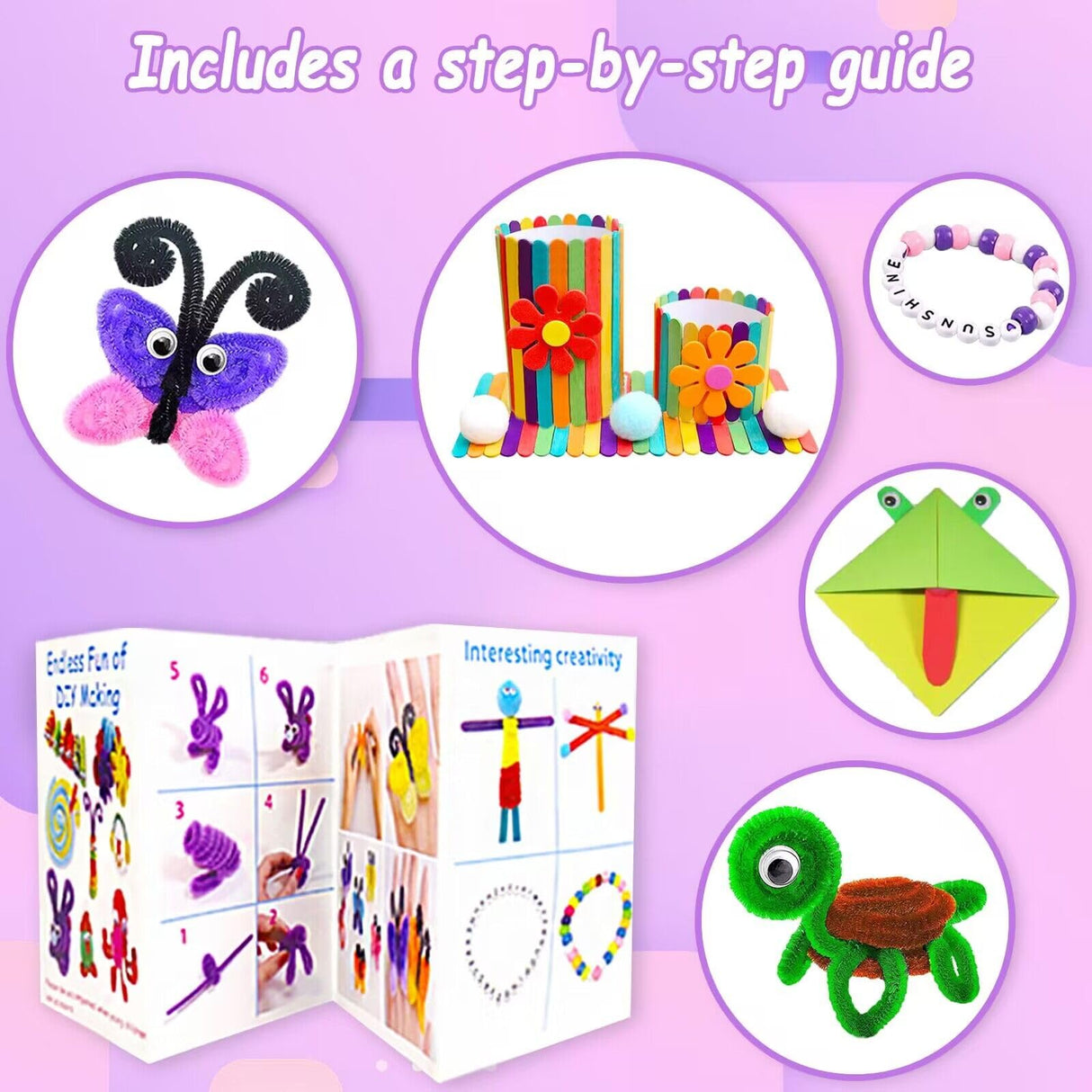 3000Pcs DIY Arts and Crafts Supplies Kit for Kids - Kids Craft Kits Art Supplies Material Set with Pipe Cleaner All in 1 Crafts for Kids Activity Gifts Toys for Girls Boys Age 4-6, 6-8, 8-12 years VLUSSO