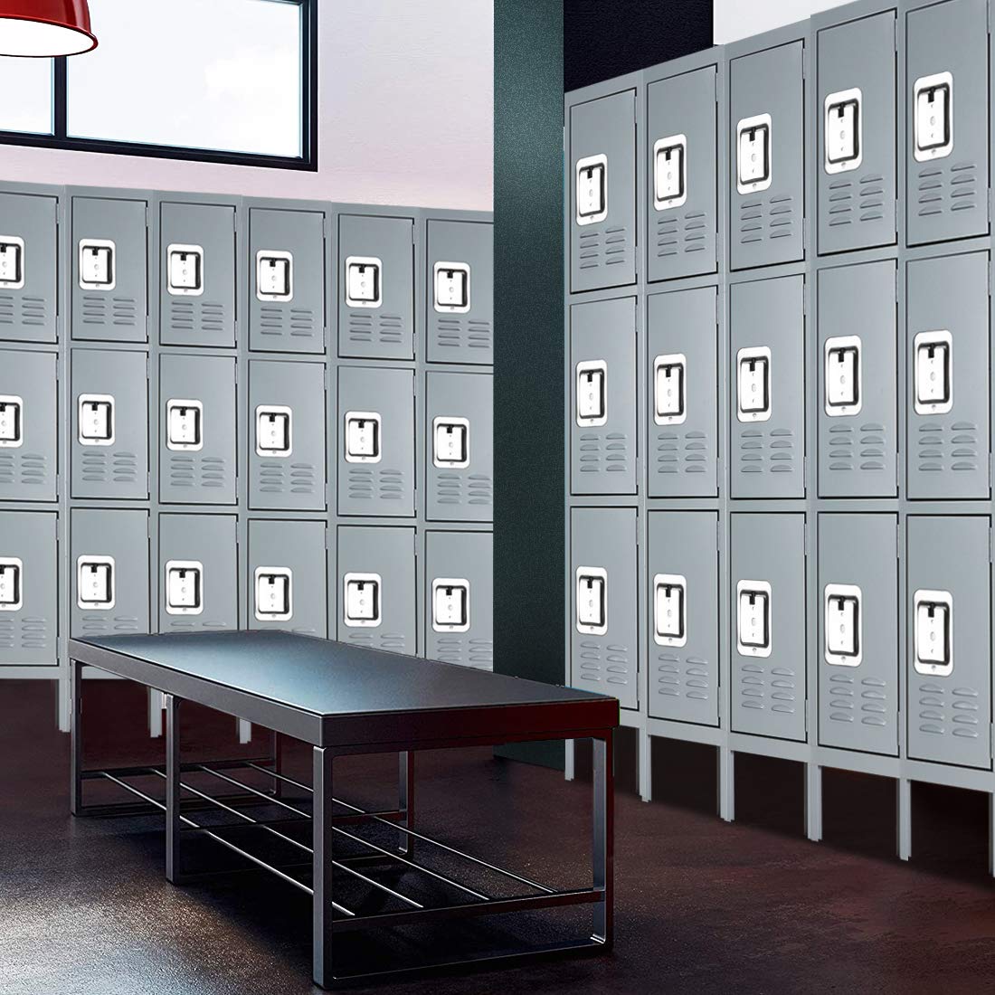 Greenvelly Metal Locker for School Office Gym Metal Storage Locker Cabinet for Employees Students Steel Locker Triple Tier with 3 Door Grey Greenvelly