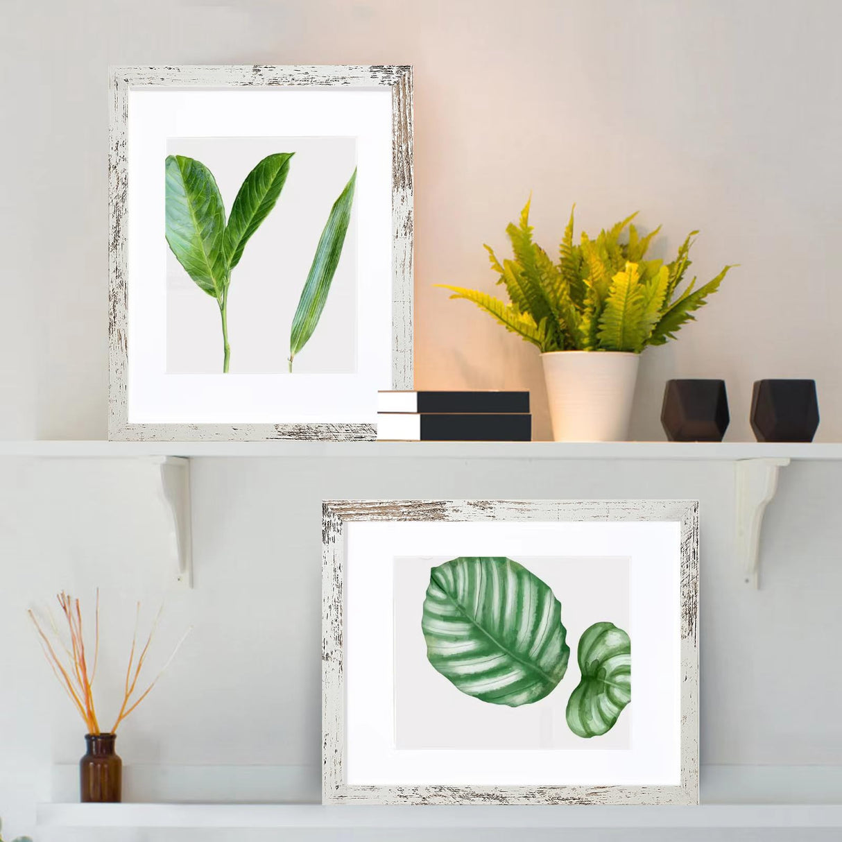 SESEAT 11x14 Picture Frame, Display Pictures 8x10 With mat or 11x14 Prints Without Mat, Wall Mounting, Distressed White, 6PCS SESEAT