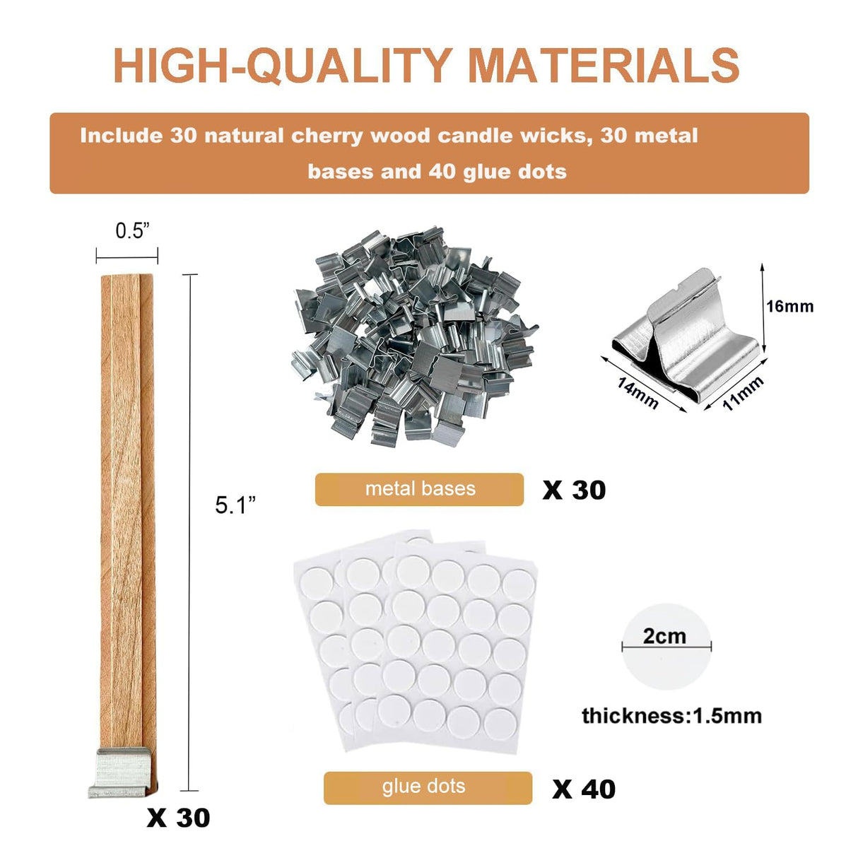 Phinicco 30 Sets Double-Layered Wooden Candle Wicks and Stands 5.1 X 0.5 Inch Natural Candle Wood Wicks Wooden Wicks Wood Wicks for Candles Making,Wooden Candle Wick with Base and Stickers, phi272c Phinicco