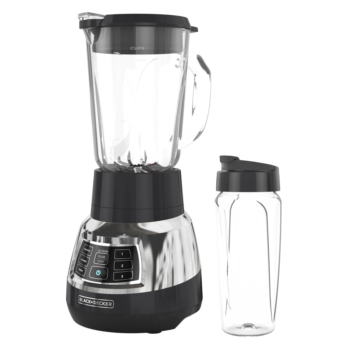 BLACK+DECKER BL1400DG-P Quiet Stainless Steel Blender with Cyclone Glass Cup BLACK+DECKER
