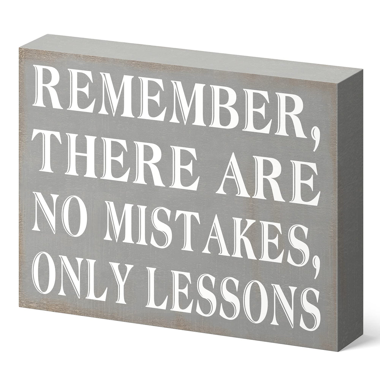 Barnyard Designs Wooden Box Sign Motivational Desk Decor, Inspirational Office Desk Decorations for Women Office Bathroom Shelf Décor (No Mistakes) Barnyard Designs