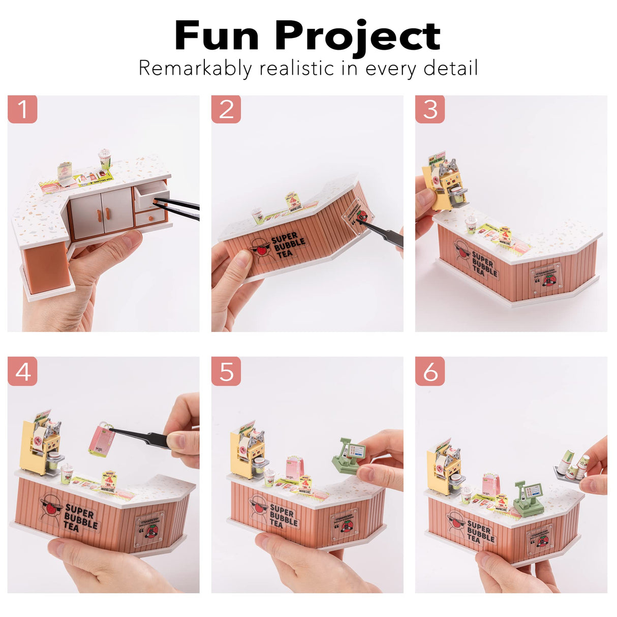 Rolife Plastic House Building Set Toy DIY Miniature Dollhouse Playset with LED for Mini Figures Construction Toys Diorama Kit Gifts for Teens Adults Rolife