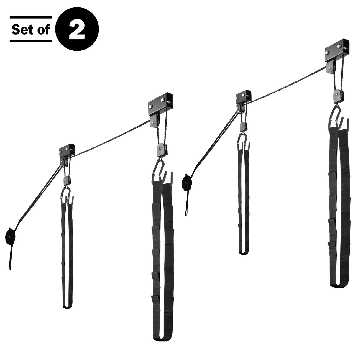 Kayak Hoist Set - Overhead Pulley System for 12-Foot Ceilings - 125lb Capacity Storage for Canoes, Bikes, Ladders, or Kayaks by Rad Sportz (Black) RAD Sportz