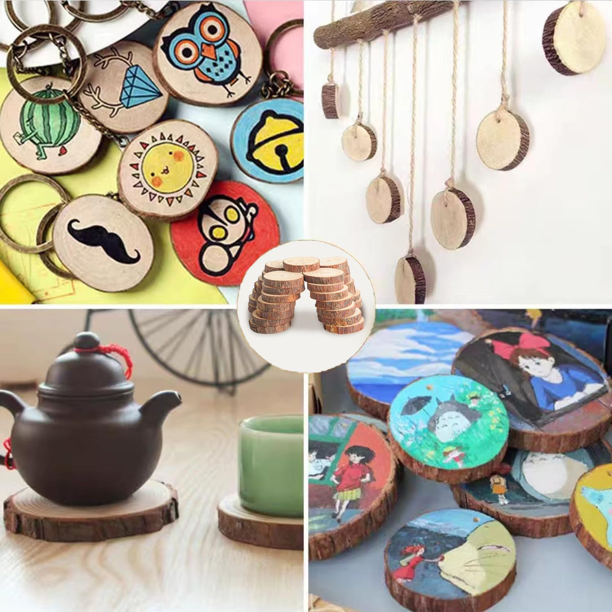 30PCS Unfinished Natural Wood Slices with Bark, 2-2.36 inch Round Wooden Discs with Tree Bark, Wood Cookies Circles for Crafts Christmas Ornaments,DIY Crafts,Party Wedding Decor Motroce