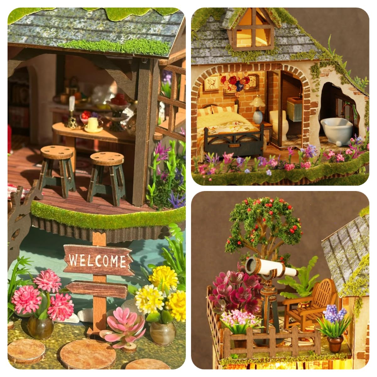 RHZN Miniature House Kit, Dollhouse Kit, Miniature Kit, DIY Mini House Building Kit for Adult Teen, Forest Adventure RHZN