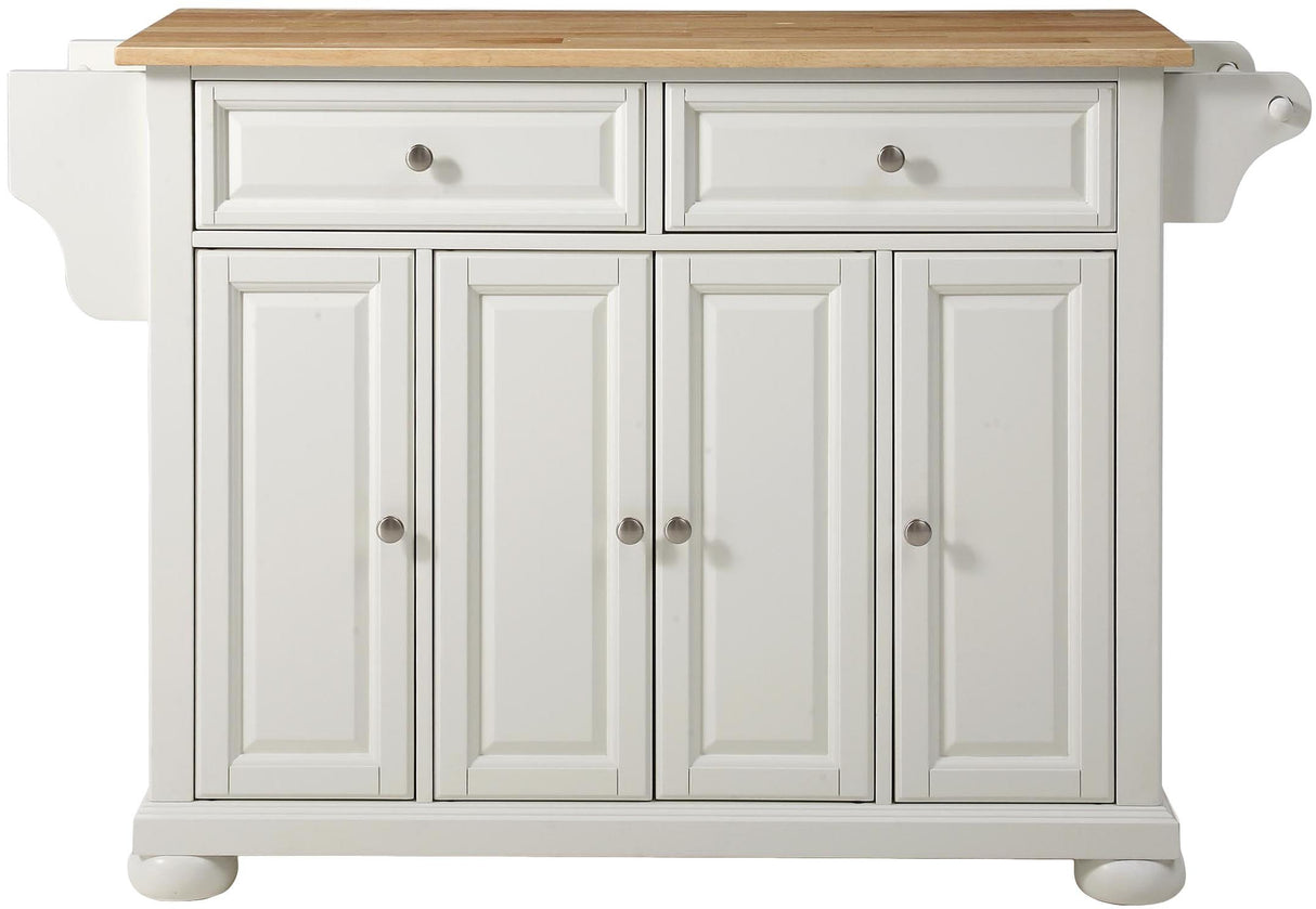 Crosley Furniture Alexandria Wood Top Rolling Kitchen Island Storage Cart, Microwave Stand, Spice Rack, White Crosley Furniture