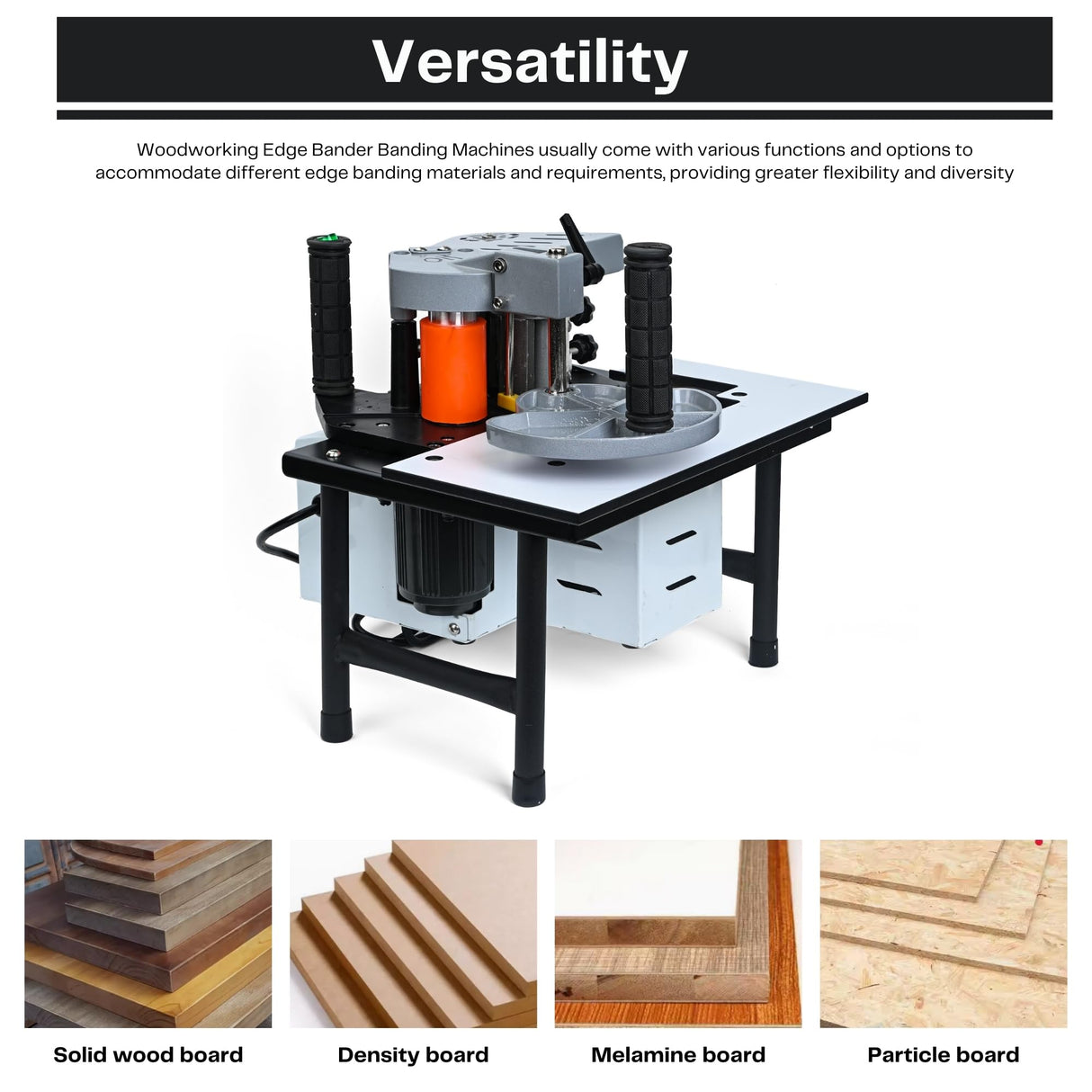 Woodworking Edge Banding Machine, Right Angle Curve Straight Line Edge Bander, Portable PVC ABS Edge Bander, Double-sided Gluing, Adjustable Speed Mefape