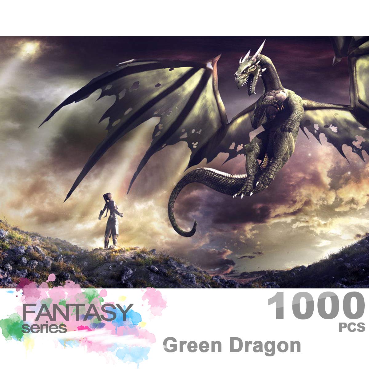 Ingooood- Jigsaw Puzzle 1000 Pieces for Adult- Fantasy Series- Dragon Series Puzzles Entertainment Wooden Puzzles Toys (Green Dragon) Ingooood