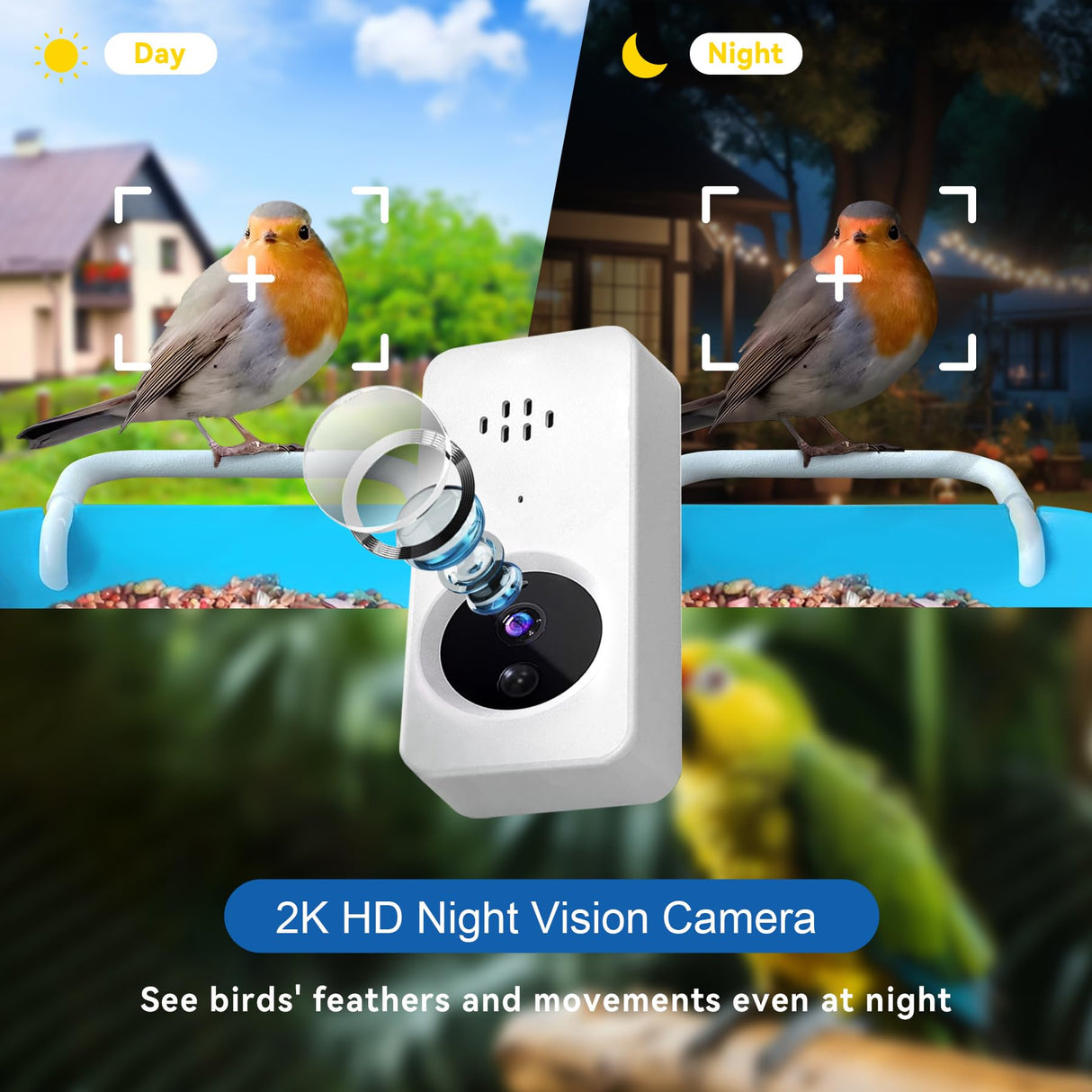 Qidoubird Smart Birdhouse with Camera, 2.4G WiFi Bird Watching Camera Night Vision, Wood Birdhouse Camera Auto Capture Bird Videos & Real Time Notify, Best for Bird Lovers Qidoubird