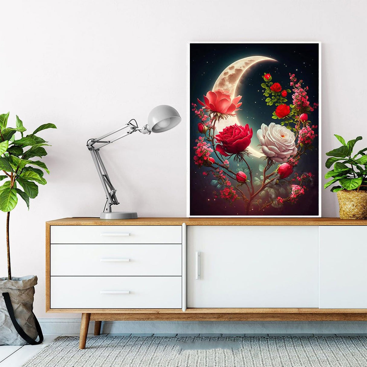 bleihum Moon Diamond Painting Kits for Adults-Flower Diamond Art for Adult,Rose Gem Painting Crafts Home Wall Decor,DIY 5D Gem Art Tree Perfect for Relaxation(12x16 Inch) bleihum