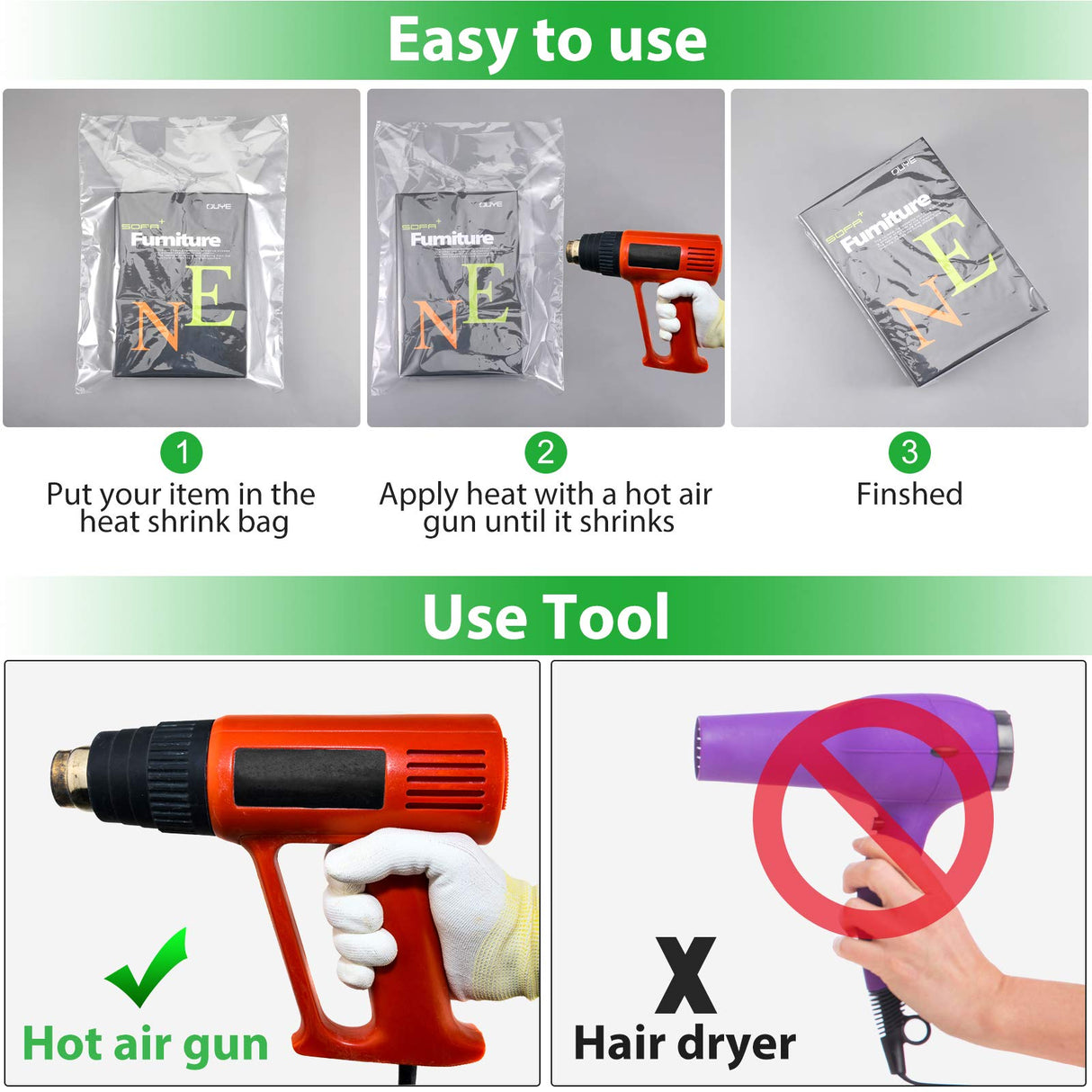 100 Pieces Heat Shrink Wrap Bags 10 x 14 Inch Clear Odorless Heat Shrink Film Wrap POF Heat Shrink Wrap for Bottles, DIY Handmade Crafts, Shoes Dust-Proof Packaging Zonon