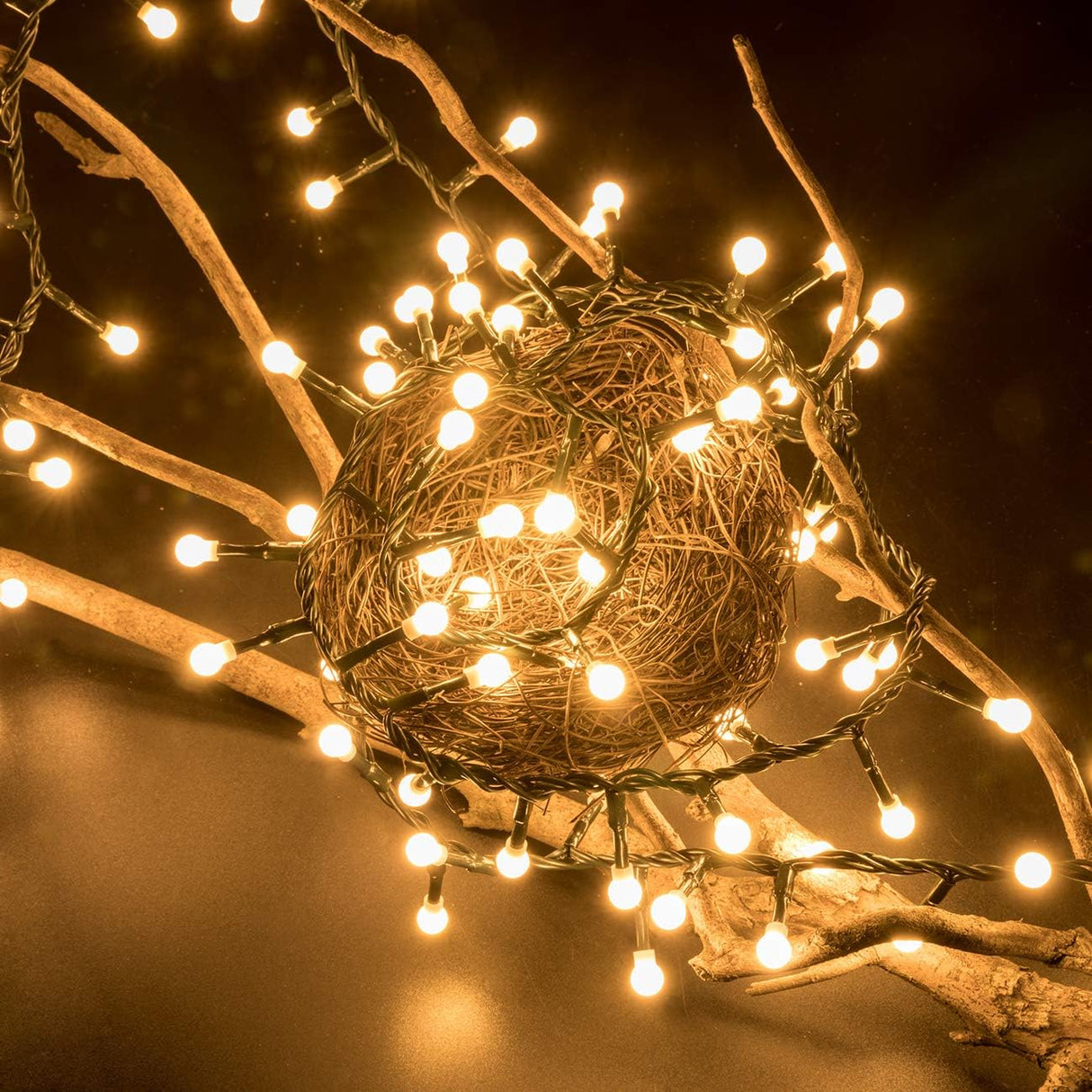 AWQ 500 LED 49ft Christmas Cluster Lights Christmas String Lights Plug in 8 Modes Extendable for Christmas Home Garden Wedding Party Xmas Tree Indoor Outdoor Decor (500, Warm White) AWQ